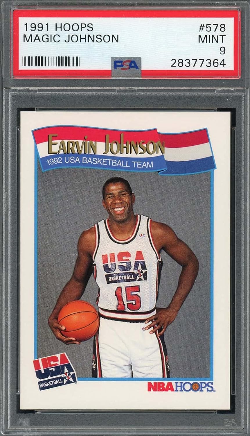 Magic Johnson USA 1991 Hoops Basketball Card #578 Graded PSA 9 MINT