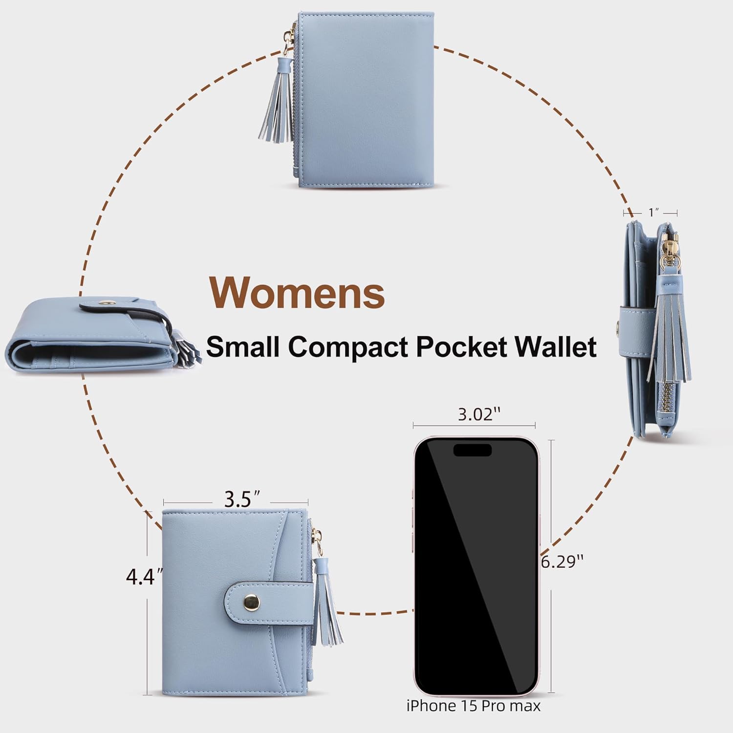 Small Wallet for Women RFID Blocking Tassle Bifold Slim Thin Leather Wallet Credit Card Holder Wallet Ladies Mini Wallet with Zipper Pocket - Image 4