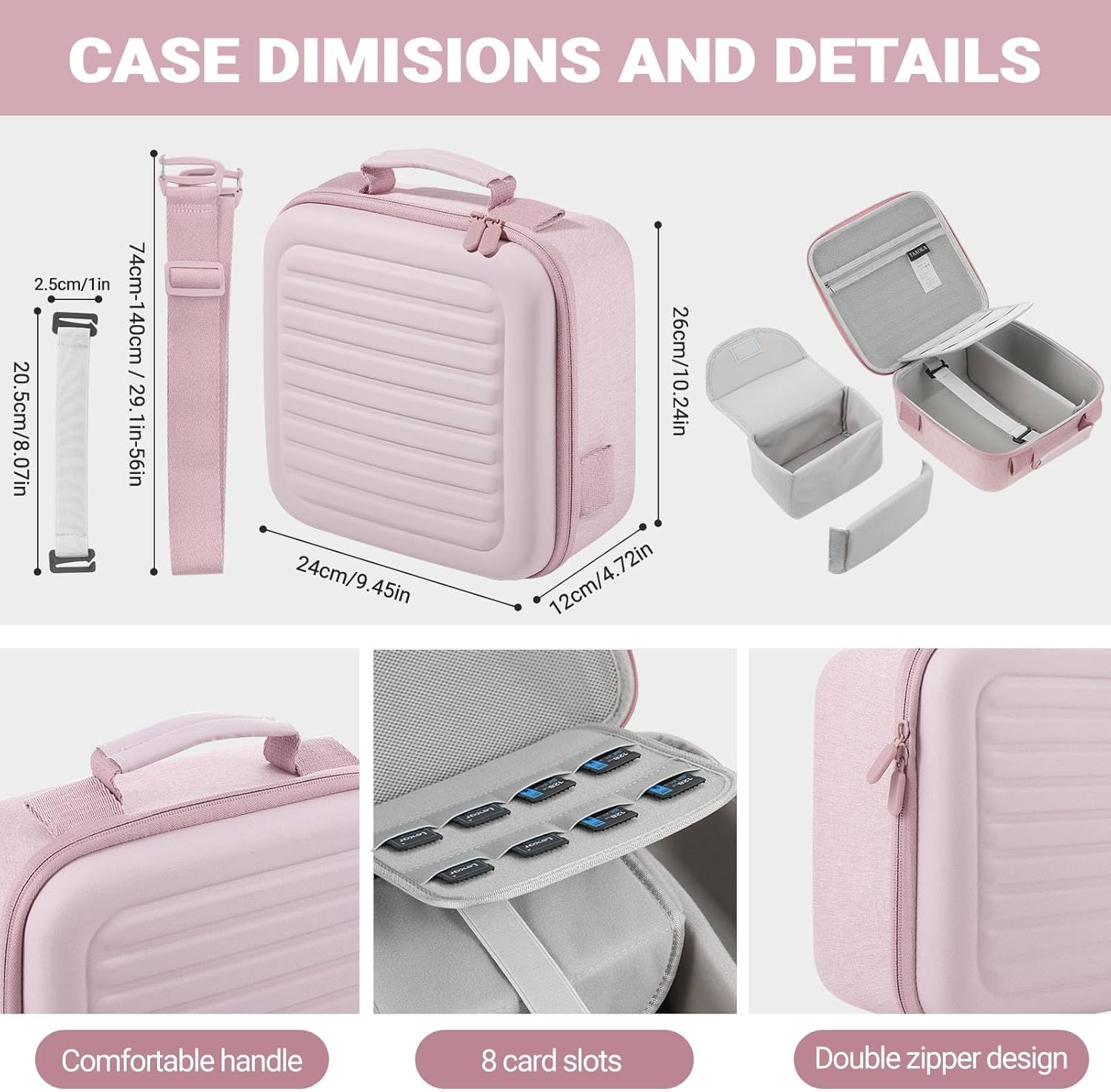 Camera Case Compatible with Canon EOS Rebel T7/R50/R6 Mark II/R100/R50 V/T6/R8/R10/R5 Mark II/RP/R7/5D Mark IV/SL3/R5/T100 DSLR SLR Camera, Lens and Tripod with Moveable Dividers and Shoulder Strap