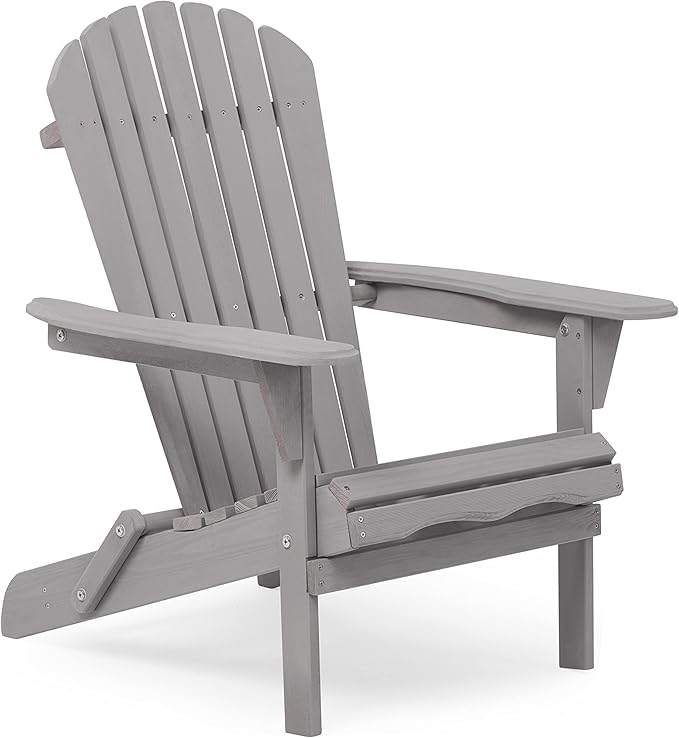 Outdoor Wooden Folding Adirondack Chair with Pre-Assembled BackRest, Wood Patio Chair for Garden Backyard Porch Pool Deck Firepit