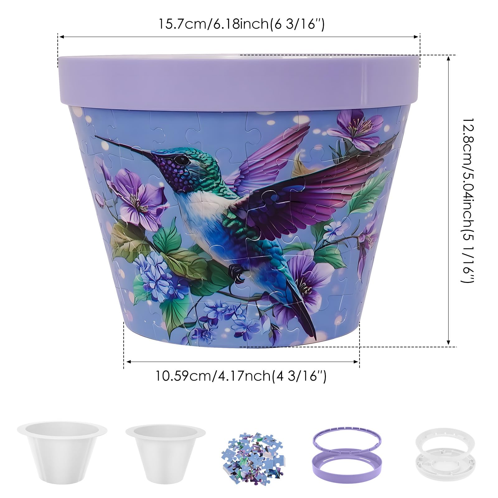 Alongen Puzzle Planter 3D,Small Round Plant Pots with Drainage for Indoor Cactus Succulents Pots, Creative Puzzle Lovers Gift - Image 2