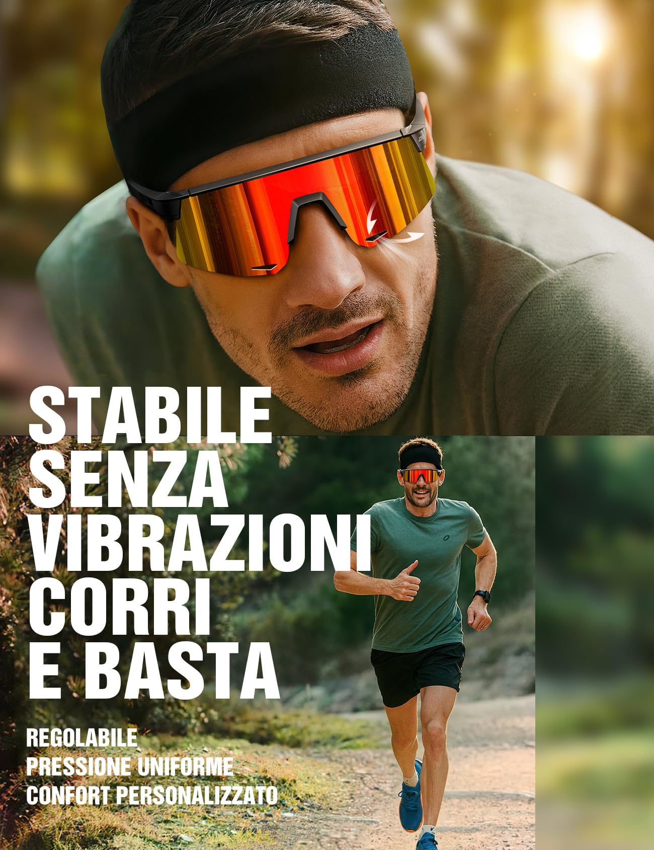 JOYROOM Occhiali Ciclismo Uomo e da Donna [Nasello Regolabile] [Anti-Appannamento] Occhiali Veloci da Sole Polarizzati Protezione UV400 Occhiali Sportivi in TR90 per Bicicletta Ebike Corsa Pesca