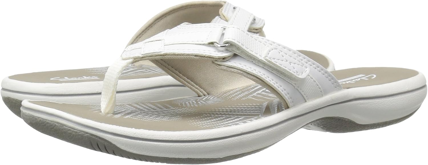Clarks Women's Breeze Sea Flip-Flop 10 White Synthetic
