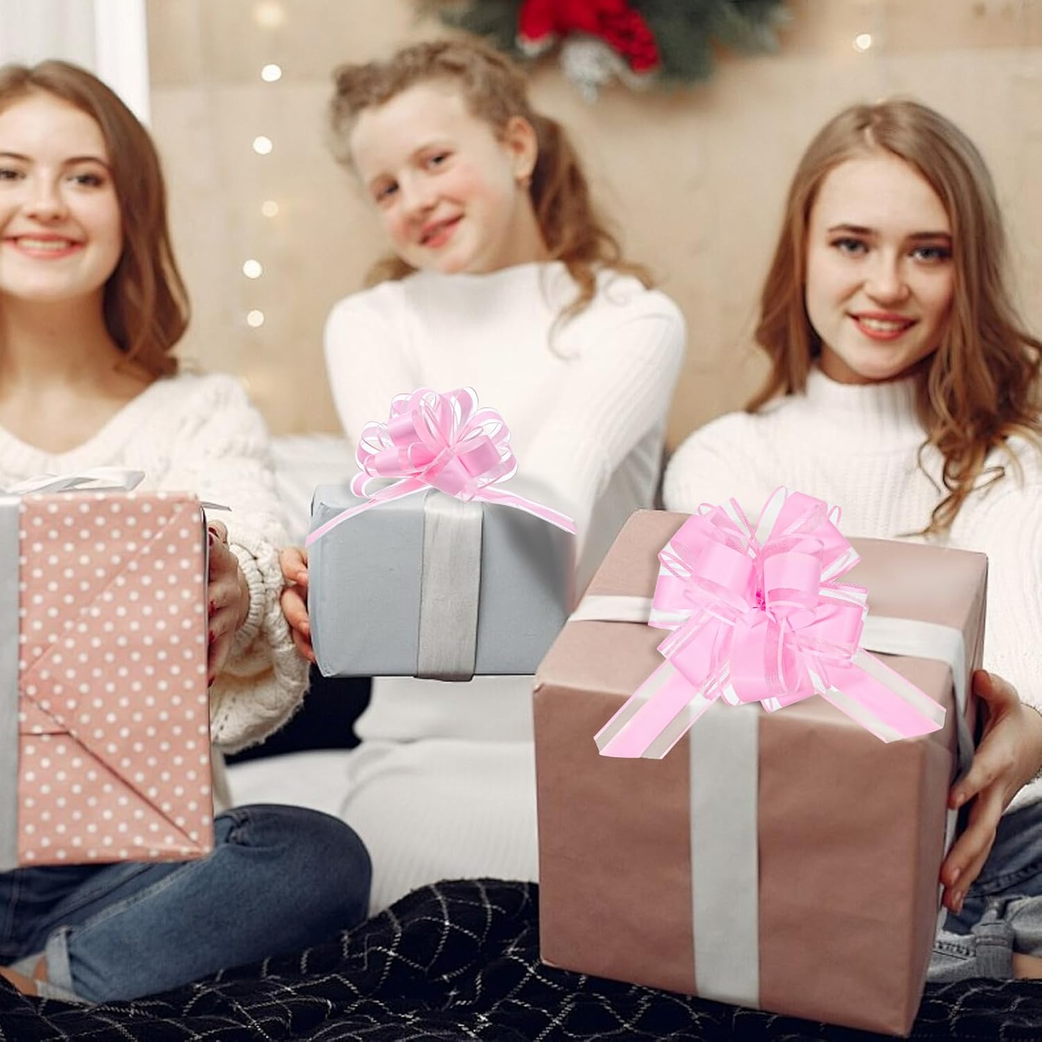 8PCS Pull Bow for Gift Wrapping, 6 Inches Pull Bow Ribbon, Party Gift Wedding Ribbon Bows, Large Bows for Presents for Christmas, Wedding, Valentine's Day (Pink) - Image 4