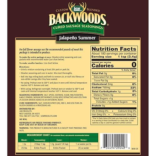 Miniatura 2 de LEM Backwoods - Salchicha condimentada curada, con paquete de cura