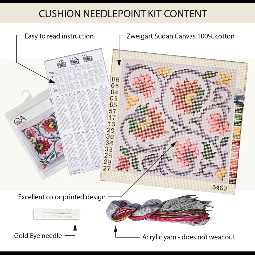 Collection D'Art Cushion Cross Stitch Stamped kit Needlepoint Cat in Sunflowers 5502, quickpoint Pillow Cover 40x40 cm / 16"x16"