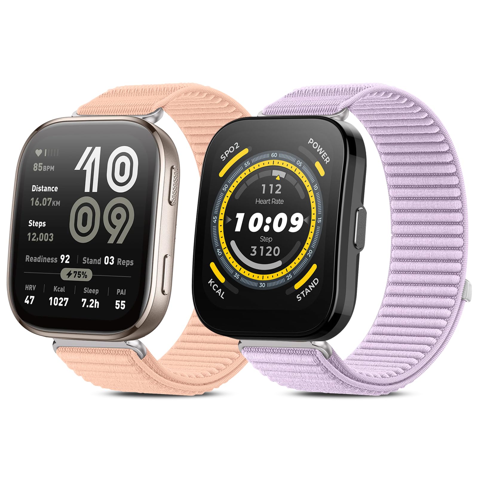 2 Piezas Correa trenzada compatible con Amazfit Bip 6/5, de nailon transpirable y elástico, compatible con Amazfit Bip 5/6