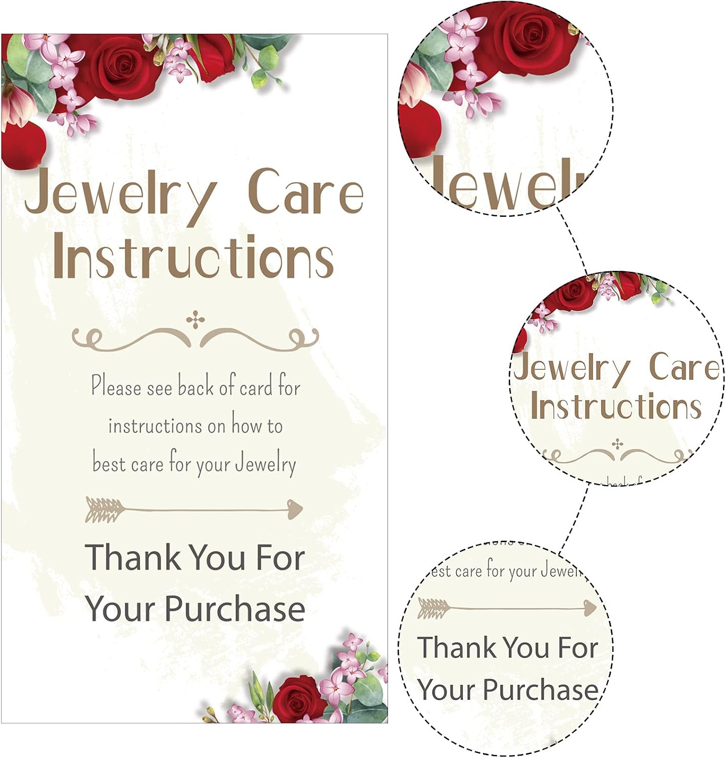 Outus 200 Pcs Jewelry Care Instructions Cards Insert 3.5 X 2 Inch Packaging