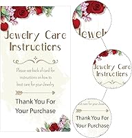 Vista 2 de 200 tarjetas de instrucciones de joyería, tarjetas de cuidado de joyas, instrucciones de cuidado de joyas, insertos de 3.5 x 2 pulgadas, embalaje