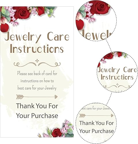 Miniatura 2 de 200 tarjetas de instrucciones de joyería, tarjetas de cuidado de joyas, instrucciones de cuidado de joyas, insertos de 3.5 x 2 pulgadas, embalaje de