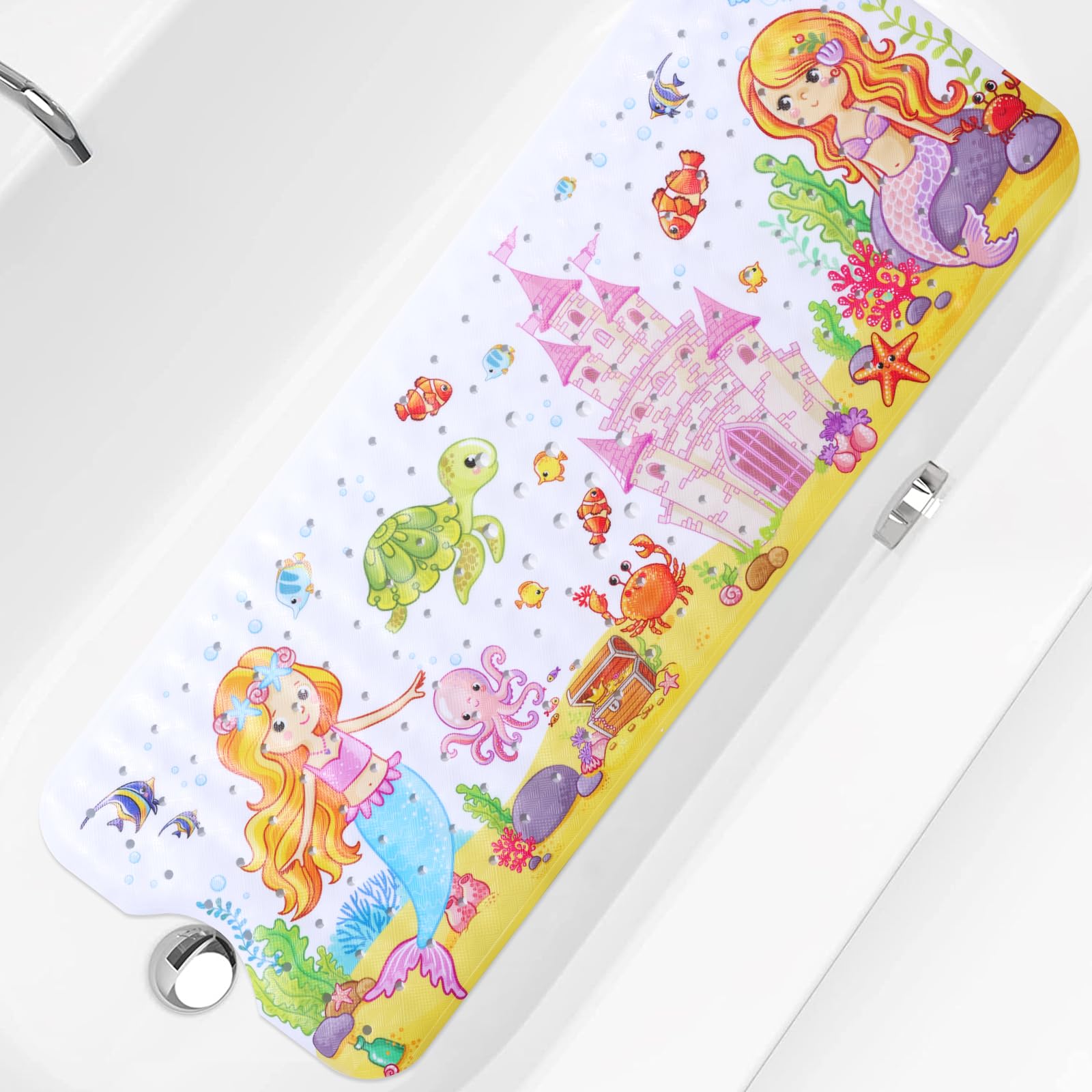 Gatphy Style2 Kids Bath Mat Non Slip Shower Mat, 100X40cm Extra Long Cartoon Baby Bathtub Mats Anti Mould Shower Tub Mats With Suction Cups Machine Washable Bathtub Pad For Baby Children Elderly(Style2)