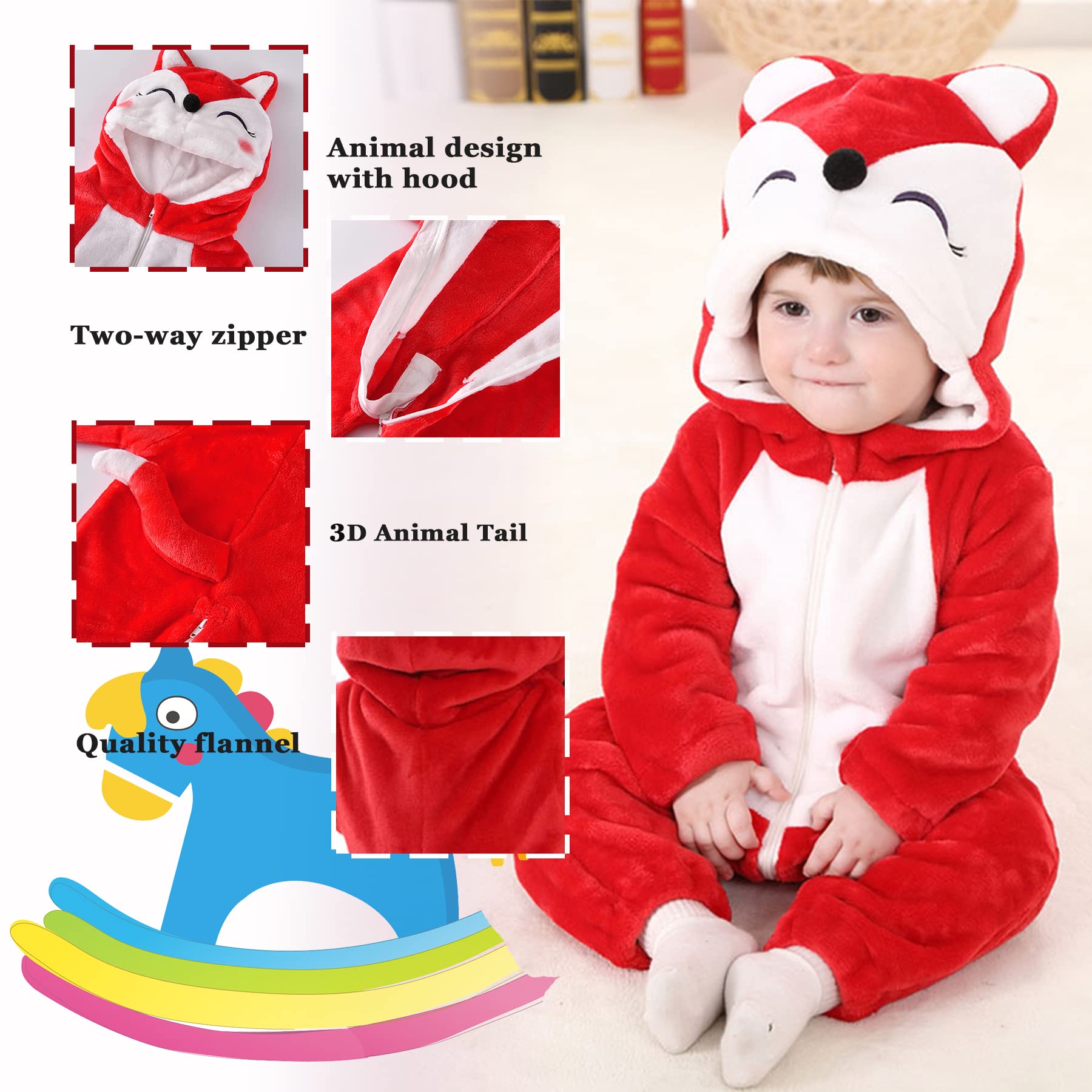 Dziecko Unisex kombinezon z kapturem zwierzę kombinezon kombinezon na Halloween kostium miękki kombinezon do spania dla chłopców i dziewcząt