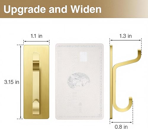 Miniatura 2 de Ganchos de pared autoadhesivos para colgar extra fuertes 13 libras, gancho para abrigo, toalla en baños, ducha, cocina, pared, gancho de puerta, oro