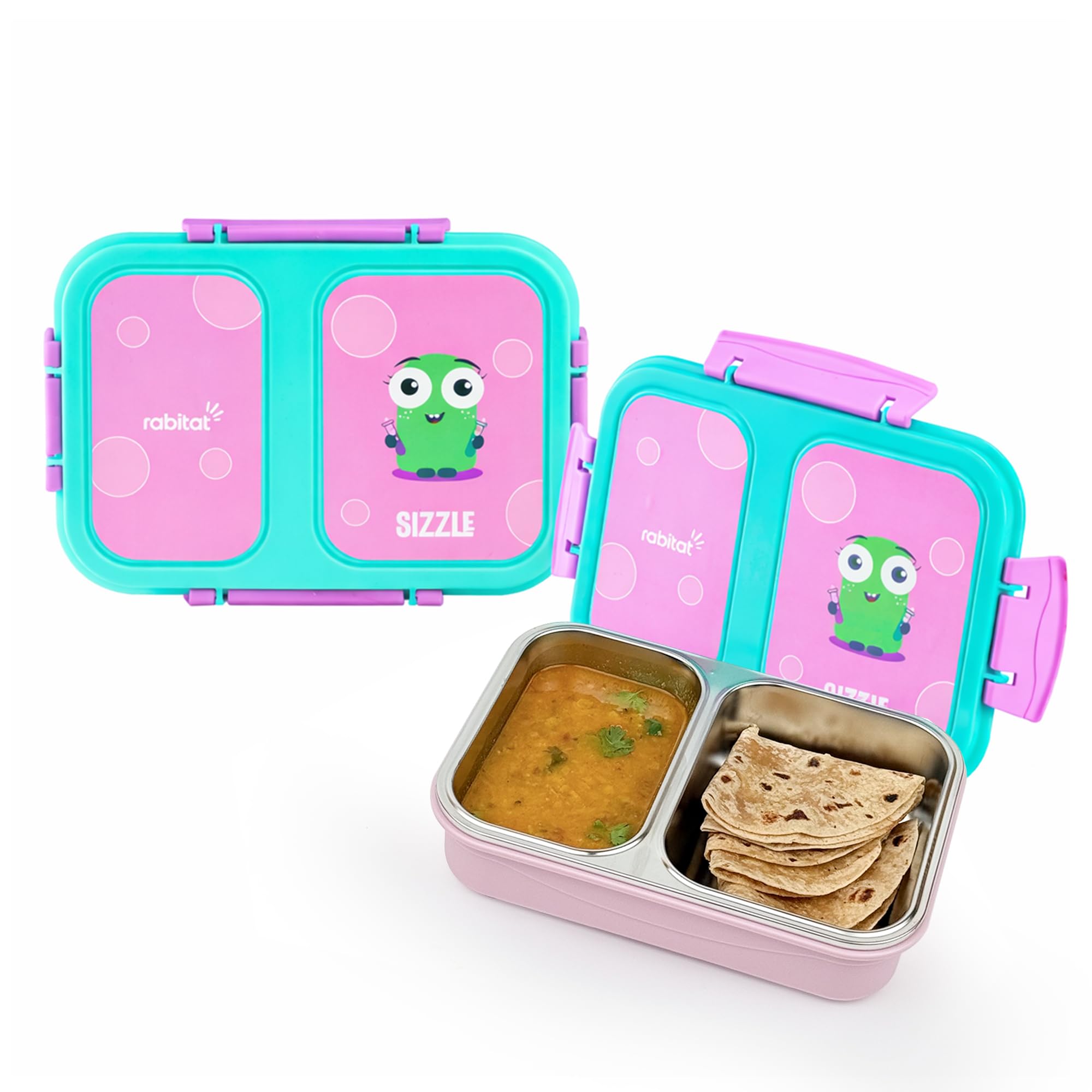 rabitat Yumzee Stainless Steel Bento Lunch Box 750ml- 2 Years Brand Warranty | Tiffin Box for Kids | Lunch Box for Kids | Steel Tiffin Box for School | Sizzle-image-21