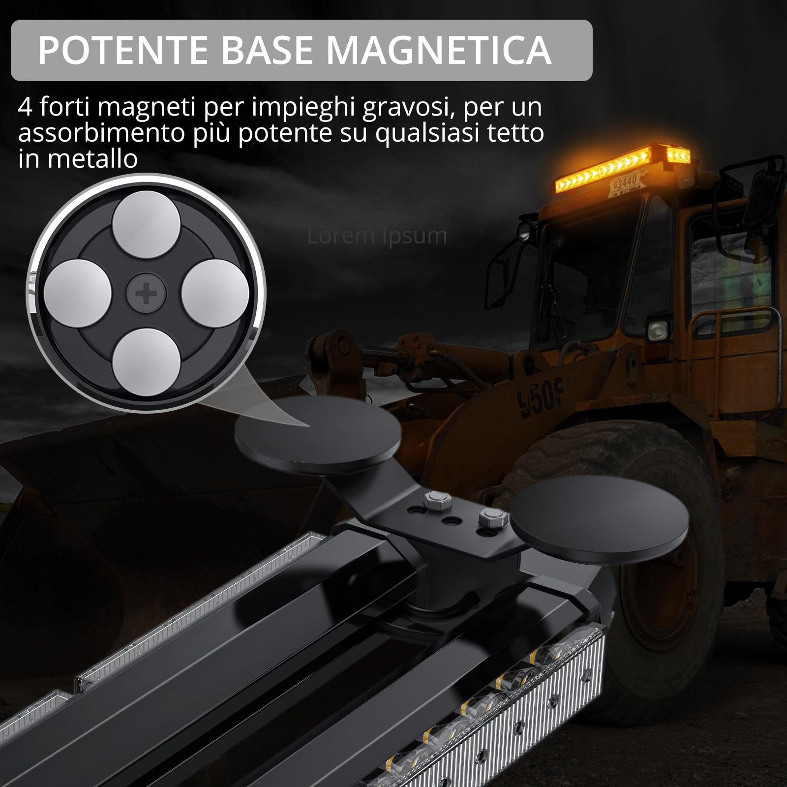 AUTOUTLET 36 LED 18W Luce Stroboscopica,Faro Rotante con con Base Magnetica e Cavo di 5 Metri,9 Modalità Lampeggianti,per Trattore Camion Auto(Blu