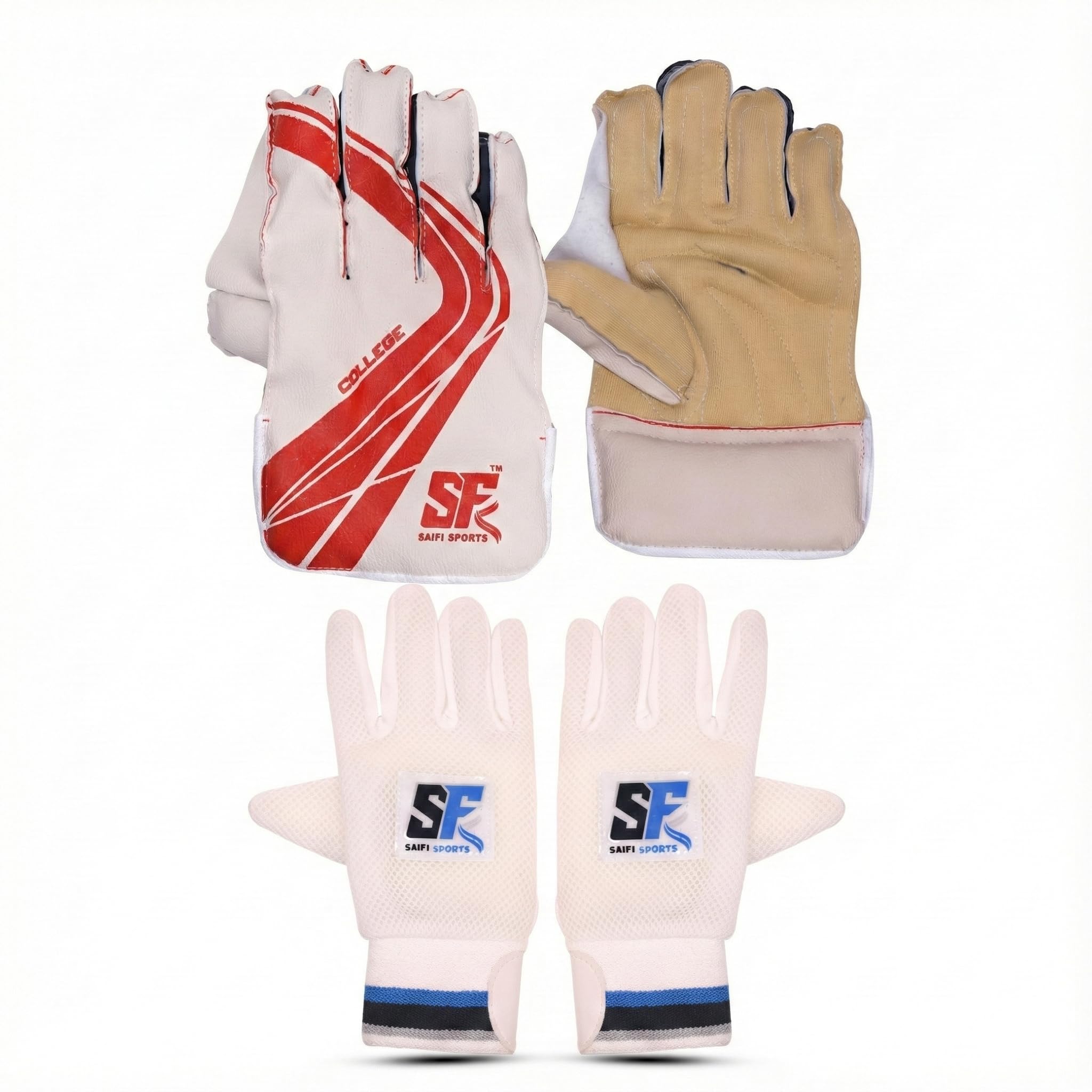 College Cricket Wicket Keeping Gloves Includes mash net Inner Gloves Recommended for Tennis Ball Cricket for Boys Under 10 to 15 Years Boys-image-40