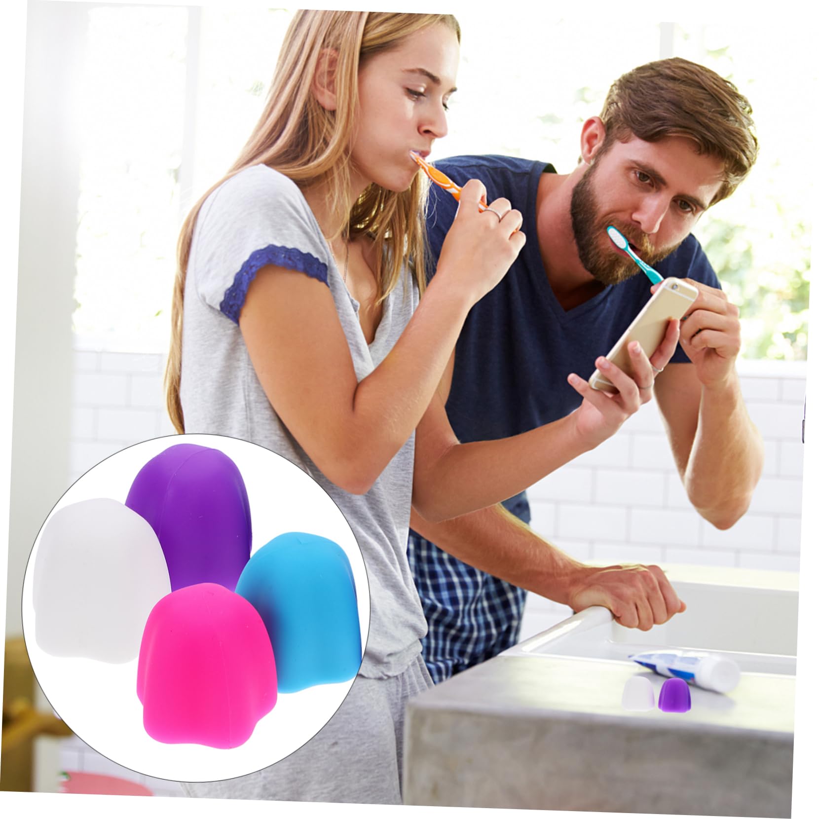 FOMIYES Silicone Toothpaste Covers 4pcs Self Closing Caps for Toothpaste Prevents Messes Stains Keep Your Bathroom Clean