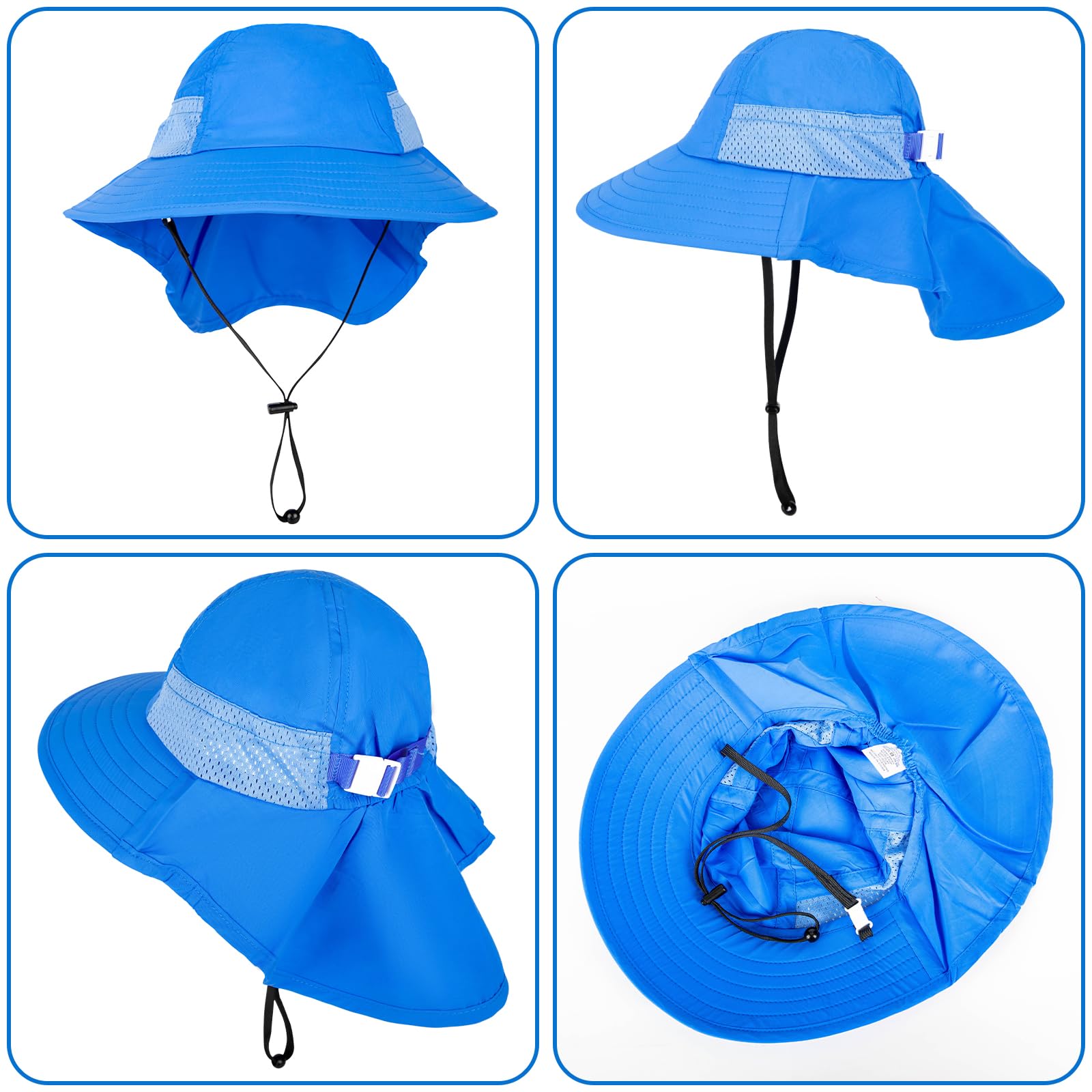 Sombrero de sol para bebés y niños pequeños, de verano, UPF 50+ para niños y niñas, sombreros de playa ajustables con ala ancha de 1 a 7 años