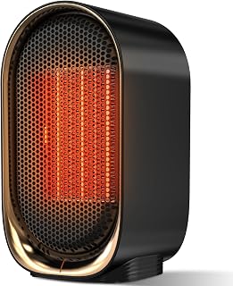 QQT Space Heater,Portable Mini Energy Efficient Space Heaters for Indoor Use,2-Speed Portable Heater for Office with Adjustable,Triple Protection,Suitable for Bedroom,Office and Indoor Use(Dark Black)