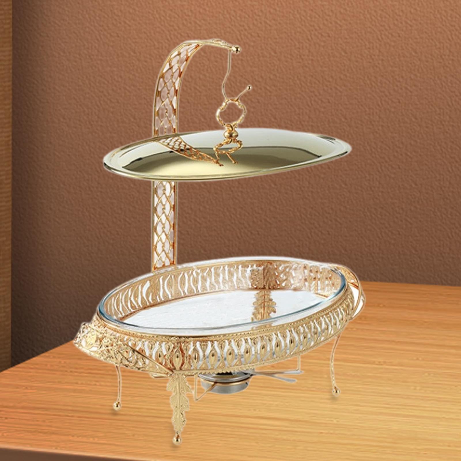 Set Scaldapiatti Da Buffet, Contenitore Riscaldante con Coperchio Appendibile per, 3 L