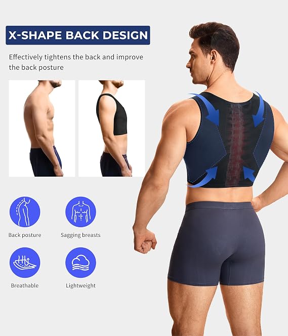 TAILONG Mens Compression Corset Vest Hide Gynecomastia Chest Binder Tank Top Faja para Hombre