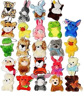 24 Pack Mini Animal Plush Toy Small Stuffed Animals, Animal Plush Toys, Mini Plush Animal Toy Set, Cute Stuffed Animals Keychain Toy Party Bag Fillers for Kids