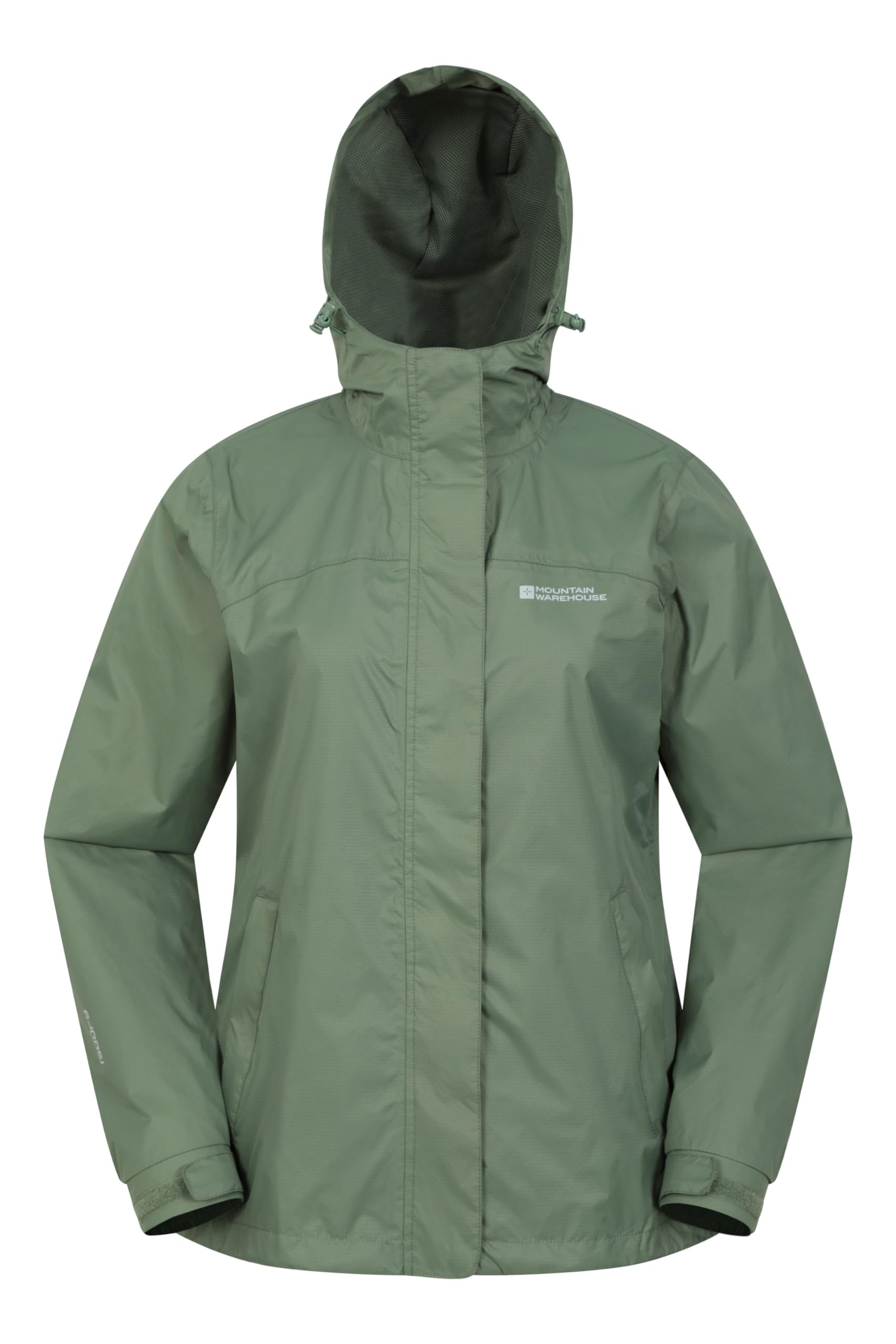 Mountain Warehouse Khaki Torrent Womens Waterproof Jacket - Ladies Raincoat, Lightweight Coat, Fully Taped Seams, 2 Zipped Pockets Cagoule - For Travelling, Camping, Outdoors Women's Size 14