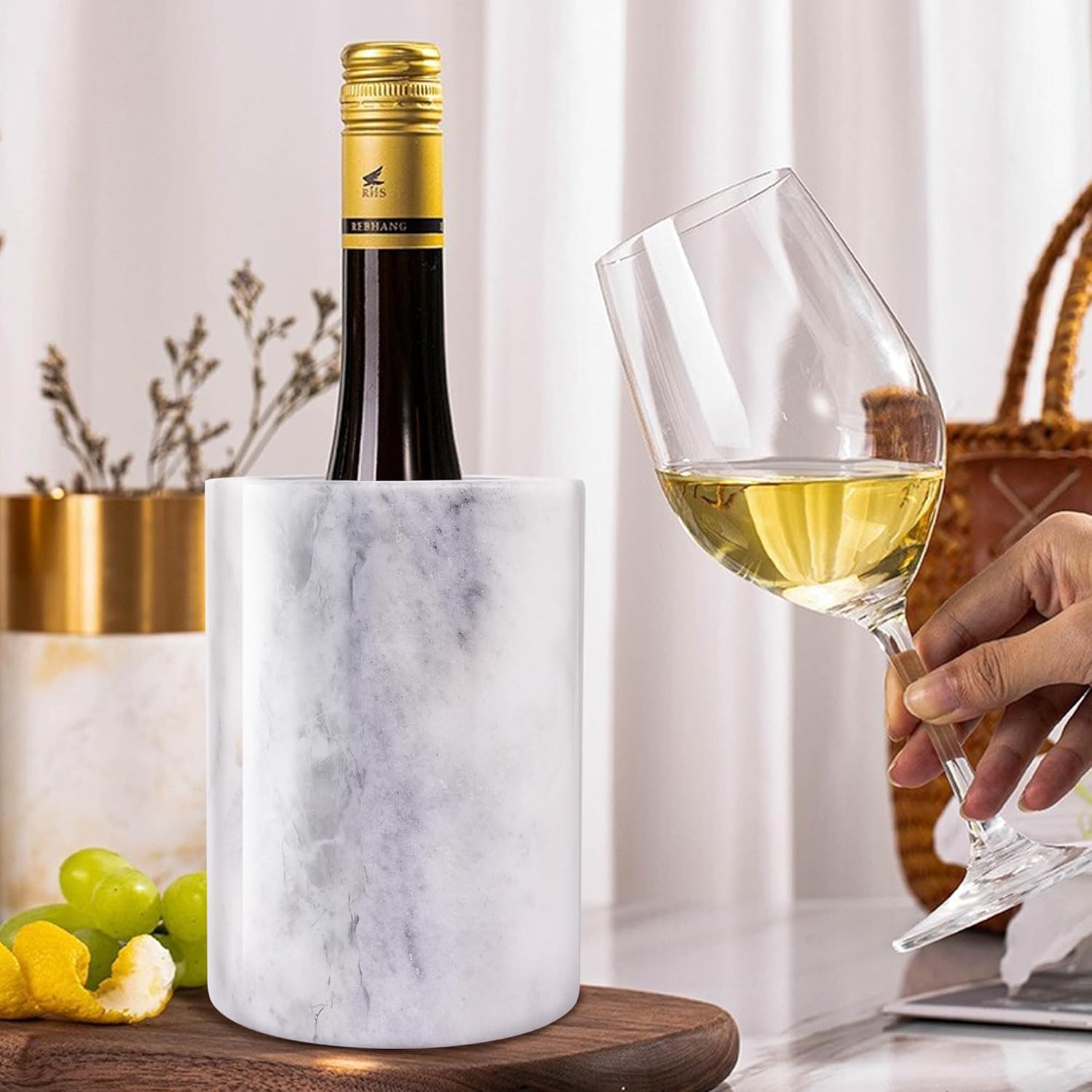 Marble Wine Bottle Chiller, Outdoor Wine Cooler Bucket, Marble Wine and Champagne Chiller for Any 750ml Bottle, Keeps Wine and Drinks Cold, Ideal Gift for Wine Lovers - Image 8
