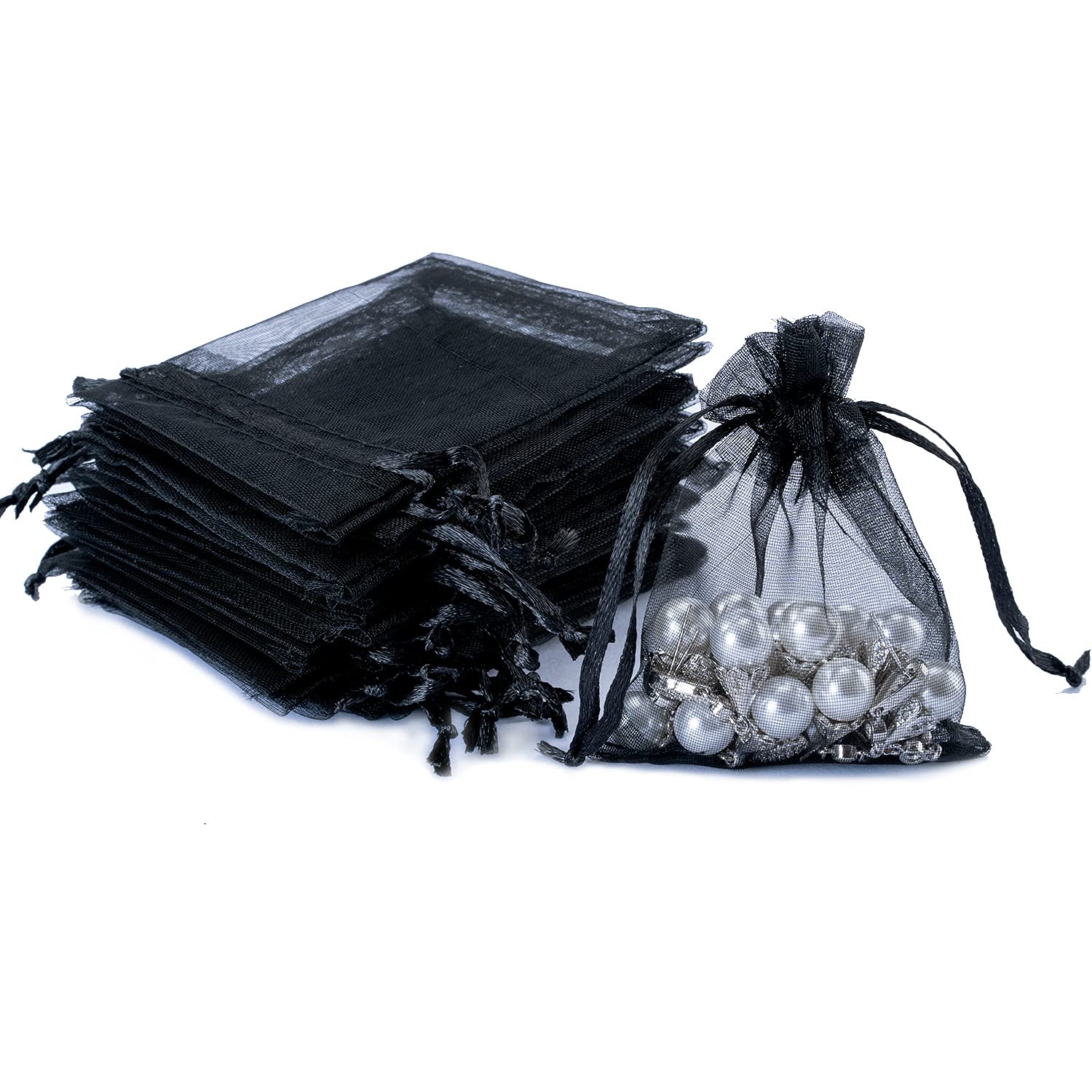 DoGeek 60pcs 2.76" X 3.54" Organza Bags, Mesh Bags with Drawstring Jewelry Pouches Wedding Favour Bag Small Gift Bags Wedding Party Christmas Gift Halloween Candy Bag (White, 9 * 7 cm) — view 25