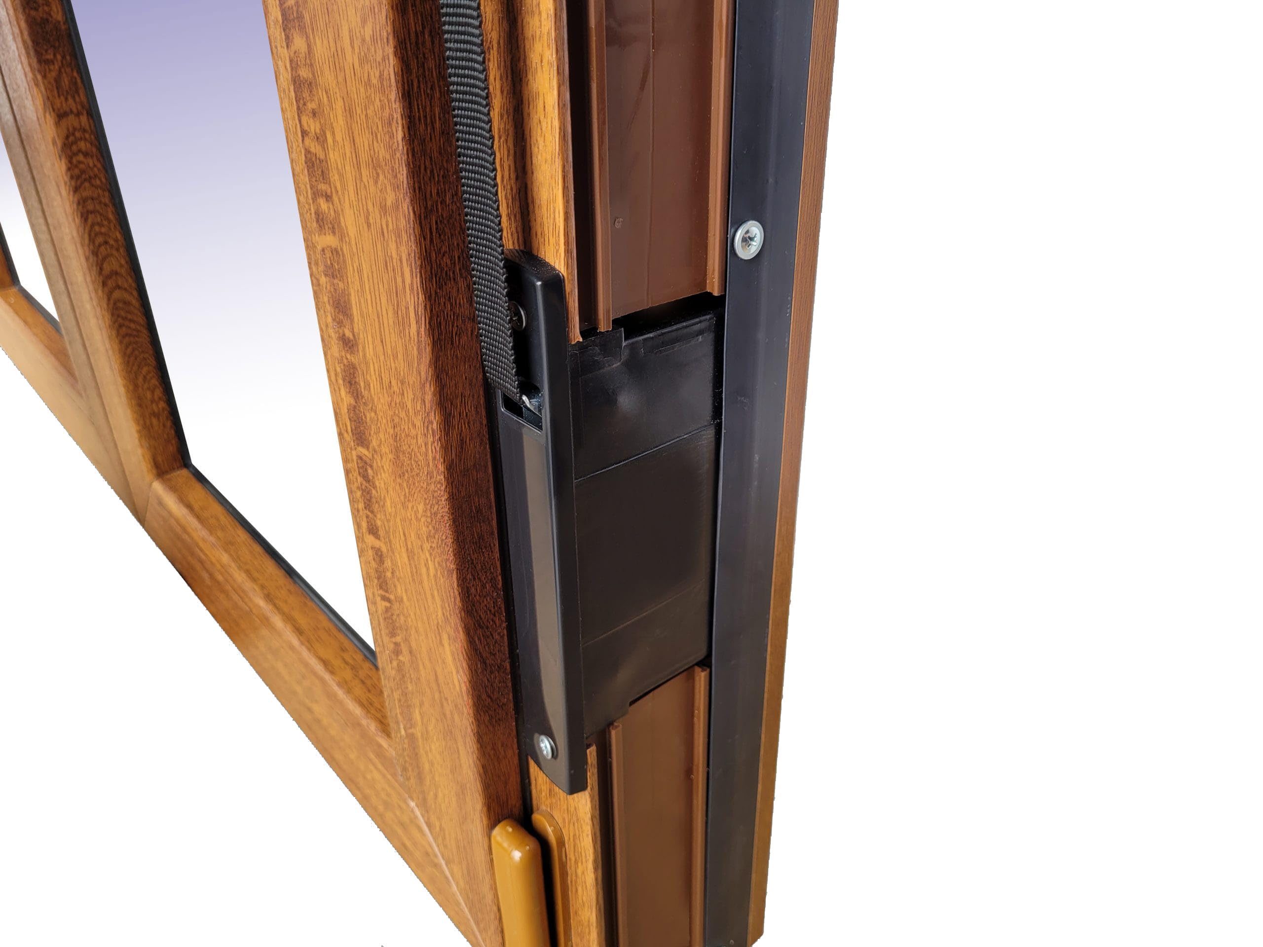 Ventanastock Ventana PVC Roble 1000x1155 Practicable Oscilobatiente 2 hojas con Persiana de PVC
