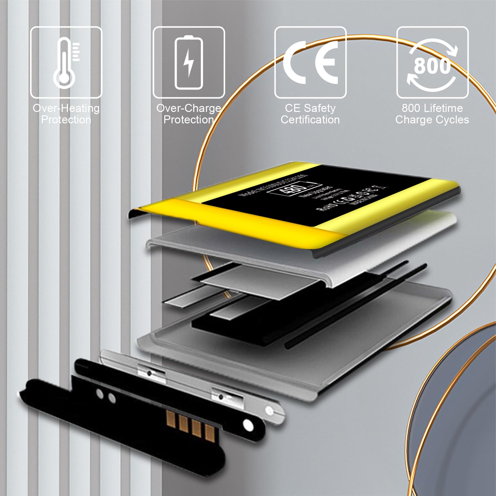 Nest Doorbell Wired Upgraded 480mAh Battery For Nest Hello