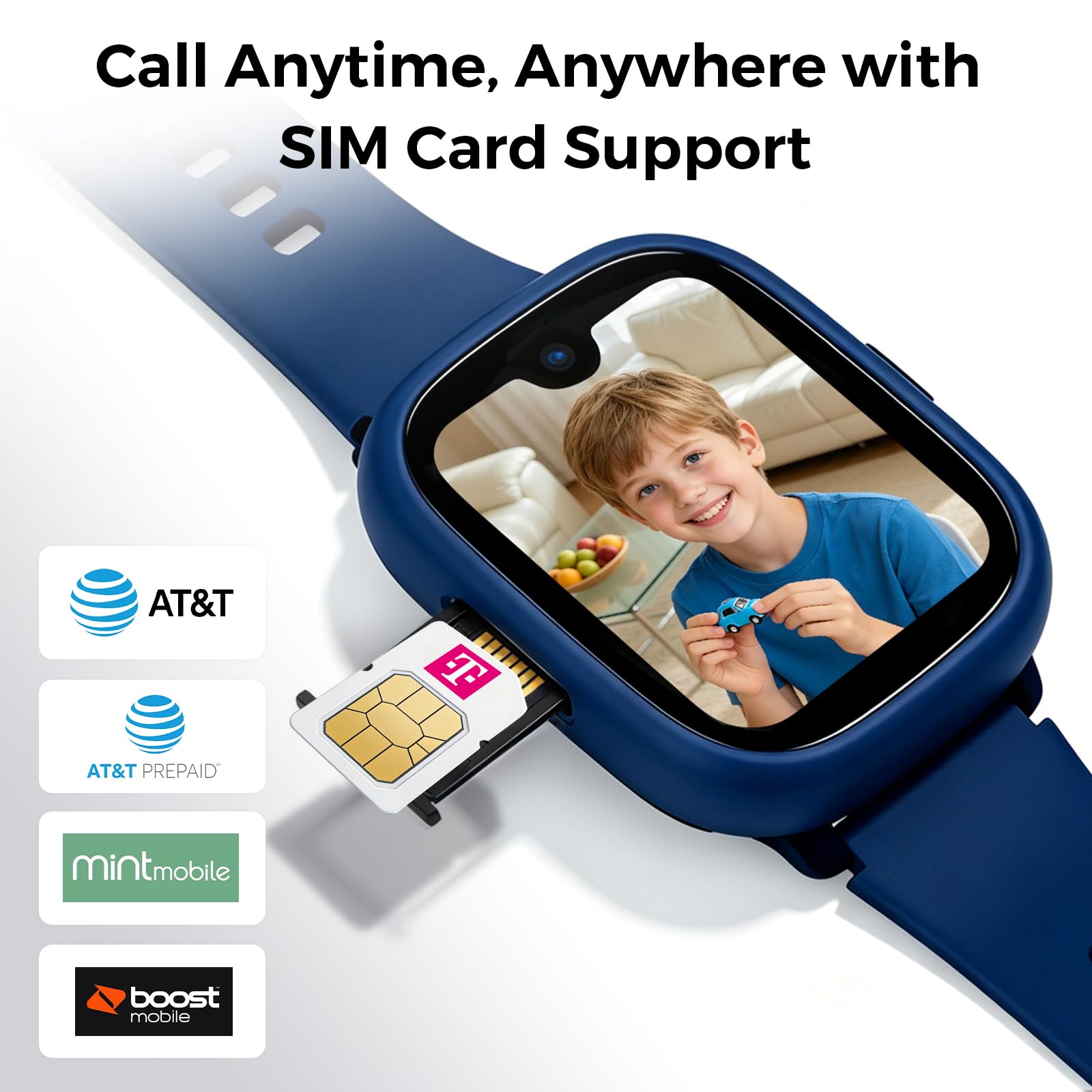 MIRO Reloj inteligente para niños con ranura para tarjeta SIM, rastreador GPS, llamadas y videollamadas, ubicación en tiempo real, alerta de zona segura, control parental, modo escolar, regalo para