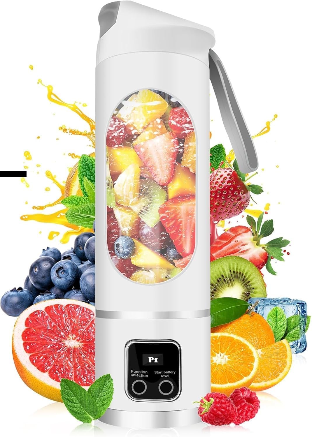DHAVJ Portable USB Rechargeable Blender & Juicer Compact Fresh Fruit Smoothie Maker, Instantly Nutritious, Ideal for Cold Drinks, Camping & Dining, Large Capacity 450ml, Adjustable Gear (White)-image-28