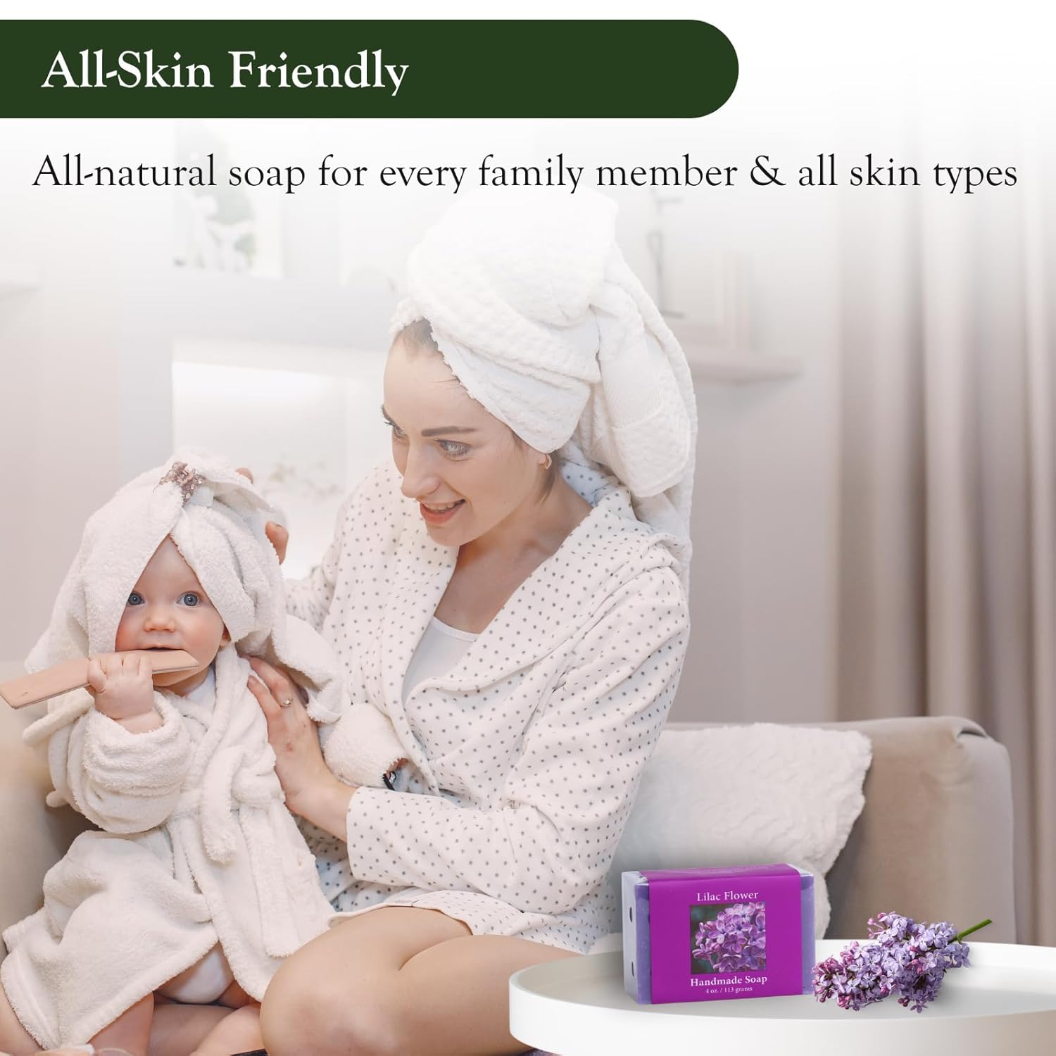 Adirondack Fragrance & Flavor Farm ADK Natural Lilac Soap Bar 16 oz., Handmade Vegan Olive Oil Body Soap for Dry and Sensitive Skin, Moisturising for Men, Women & Babies, Produced in the USA