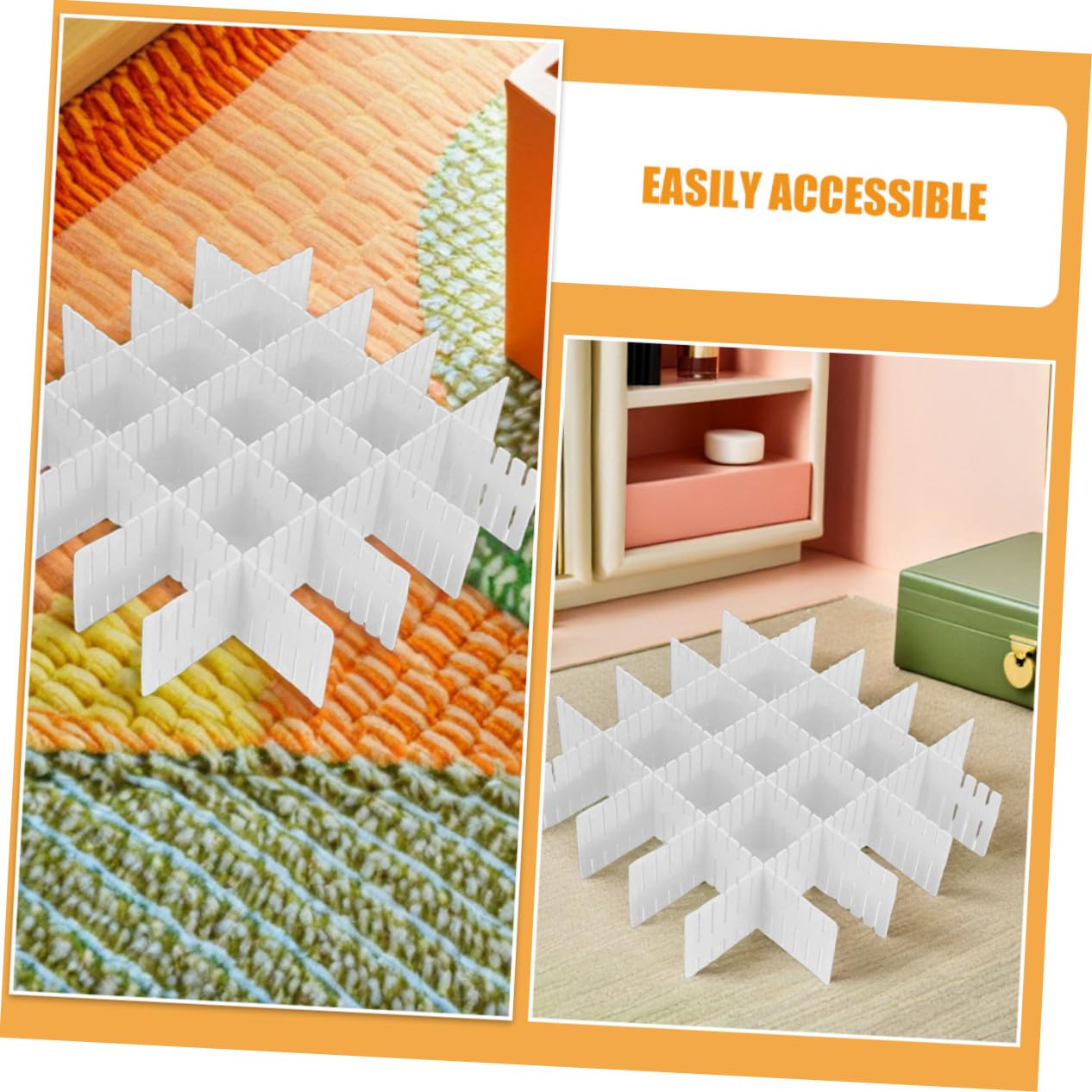 Gatuida 16 Pezzi Organizzatori Cassetto Regolabili Separatore Bianco Flessibile per Biancheria Intima Calze Sciarpe e Trucco con Layout Griglia DIY per Cucina Bagno e Camera da Letto