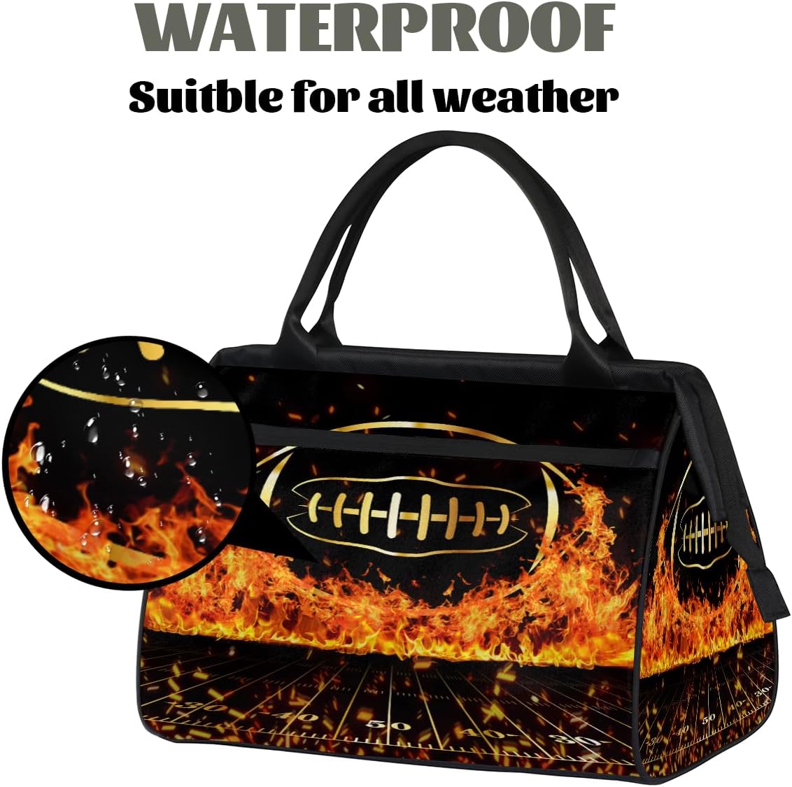 Sports Duffel Bags for Kids - Carry On Travel Gym Bag Waterproof Workout Shoulder Tote for Boys Girls Weekender Overnight Duffel for Swim Dance Camp(Football)