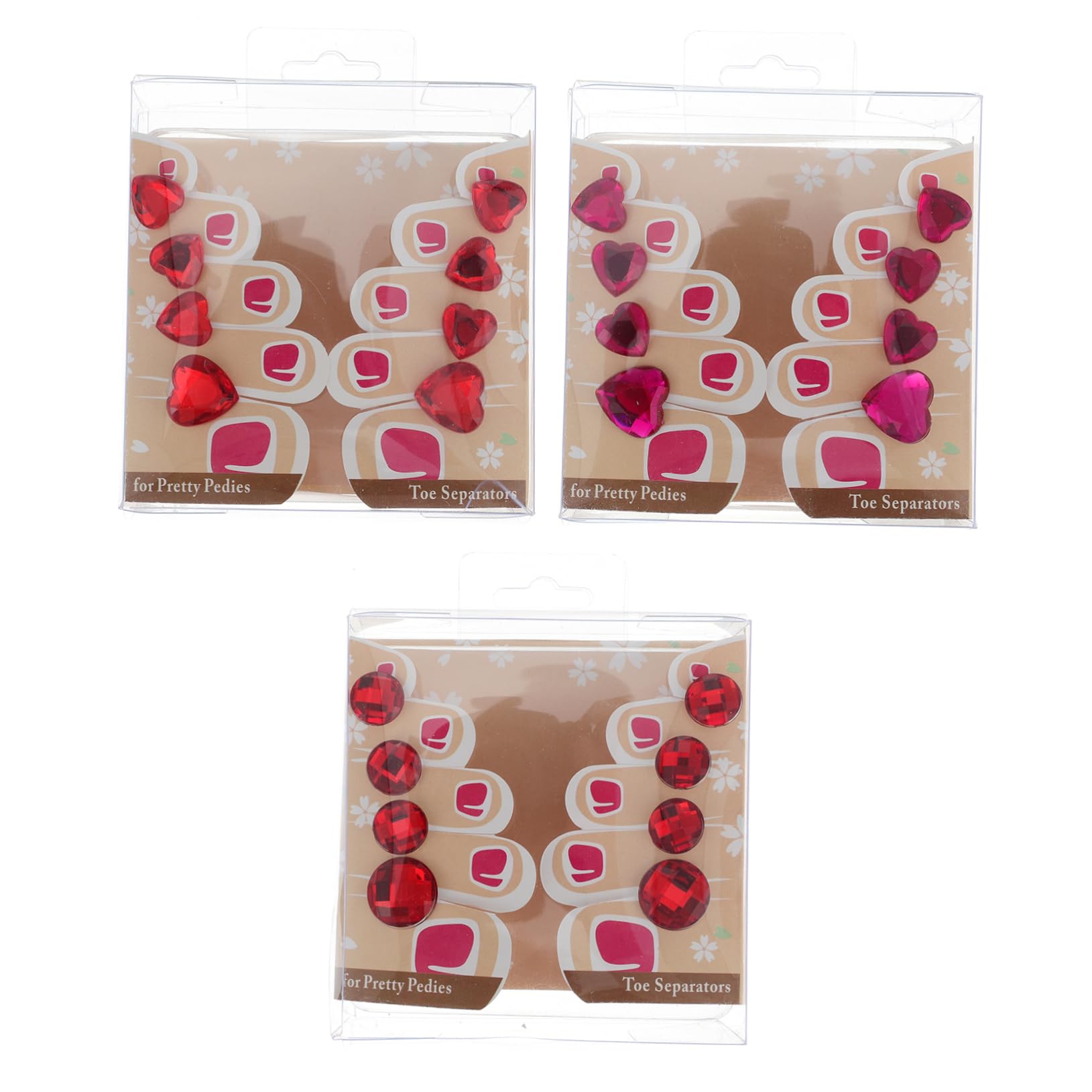 VICASKY 24pcs Heart Shape Toe Separators for Women Silicone Toe Spacers for Pedicures Rhinestone Toe Corrector for Bunions Relief