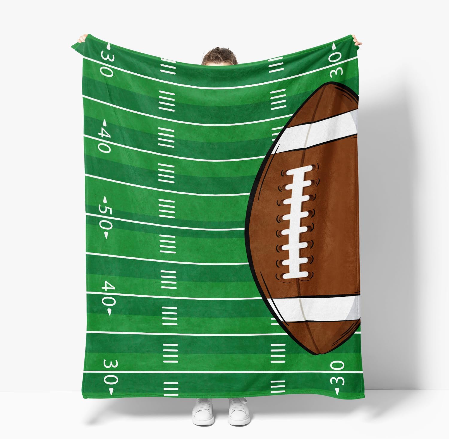 Horaldaily Football Flannel Blanket Throw, Sports Theme Football Touchdown Soft Fuzzy Plush Cozy Fleece Blankets for Couch Sofa Bed Lounging, Ideal Gifts for Kids Adults Self, 60x80