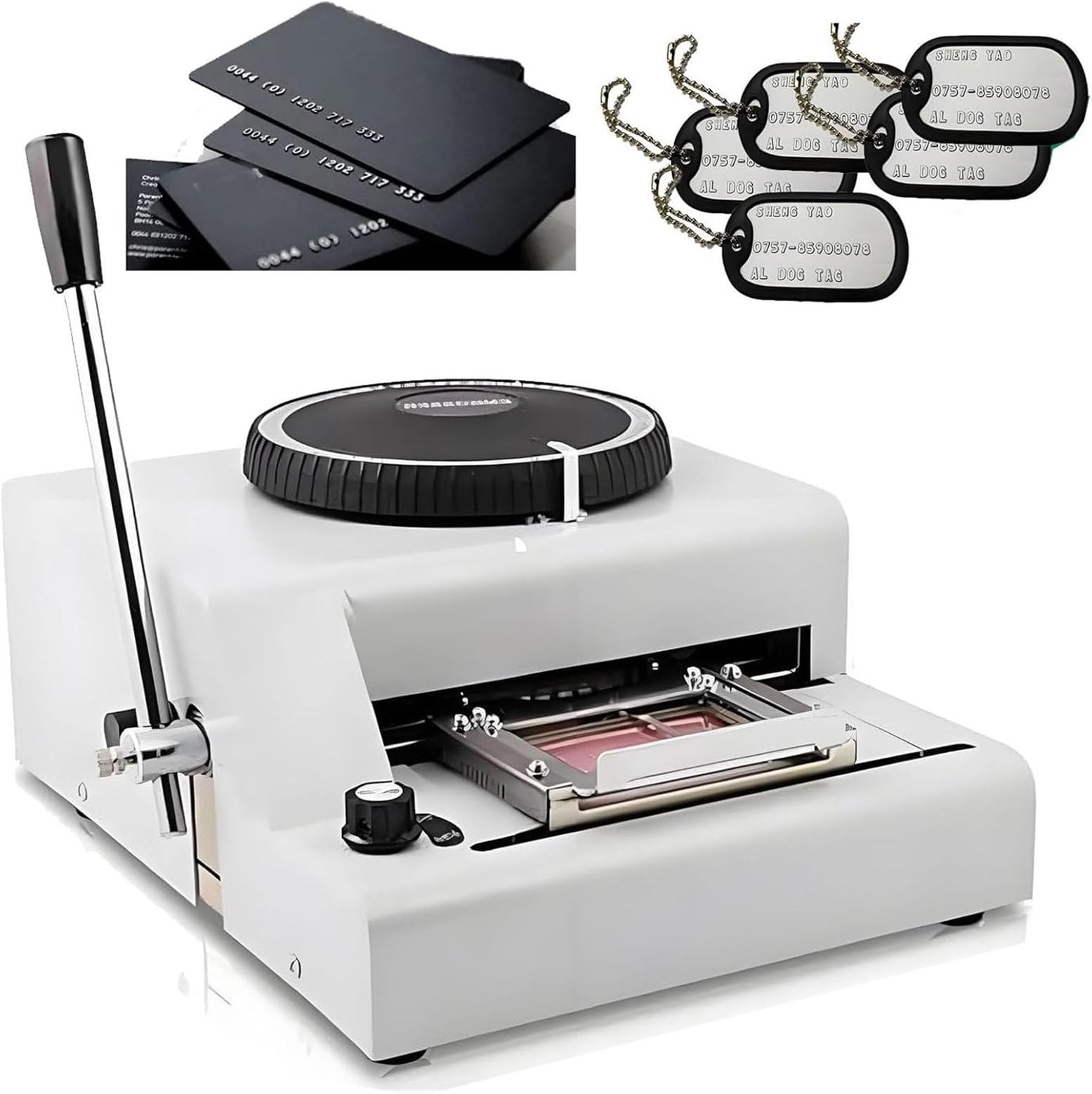 HTDRE Manual PVC Card Embosser 72 Characters Coding Embossing Machine Dog Tag Coding Embosser, Metal Stamping Code Printing Aluminium Sign for Raised Letters/Numbers