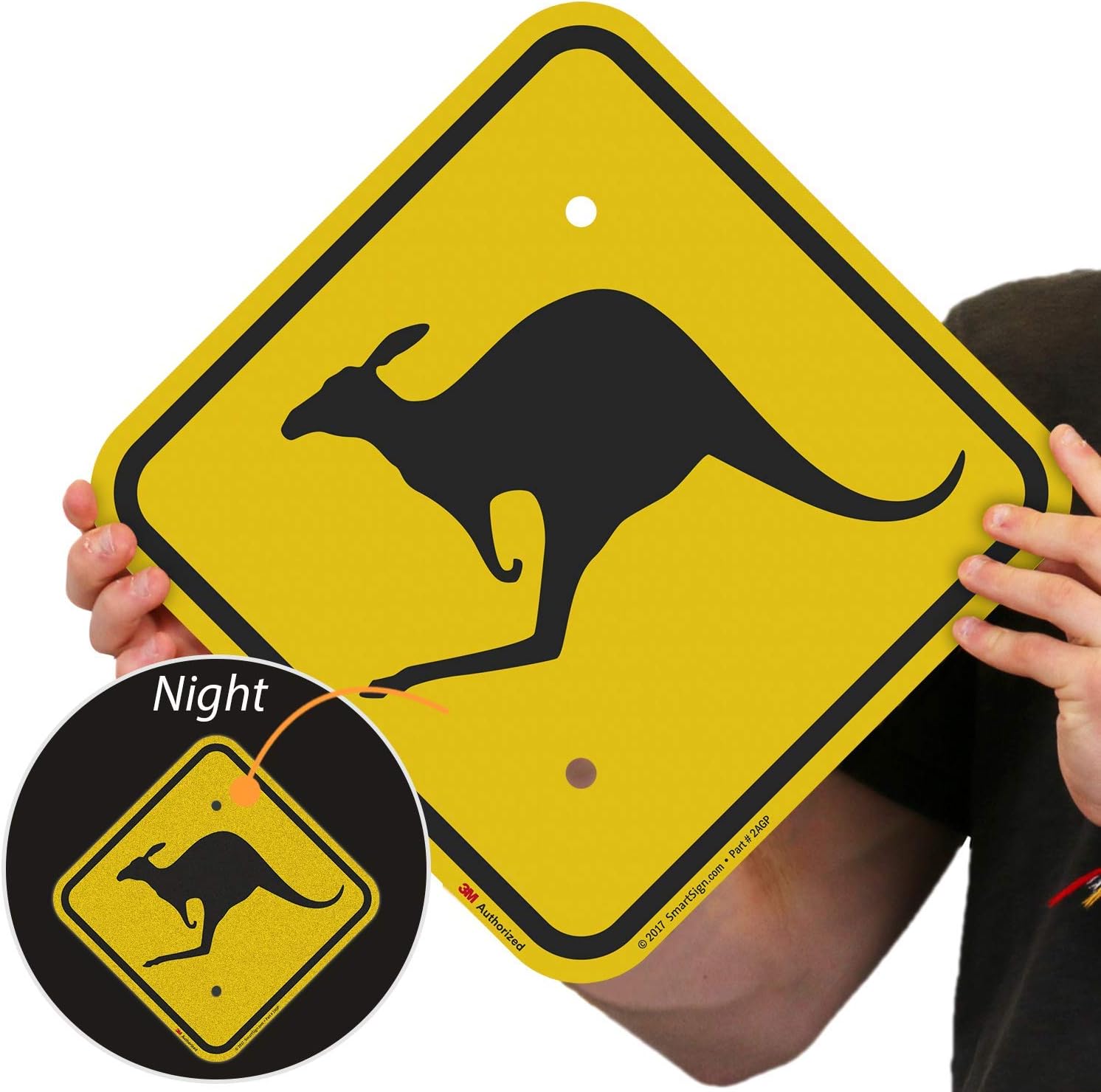 SmartSign "Kangaroo Crossing" Sign | 12" x 12" 3M Engineer Grade Reflective Aluminum