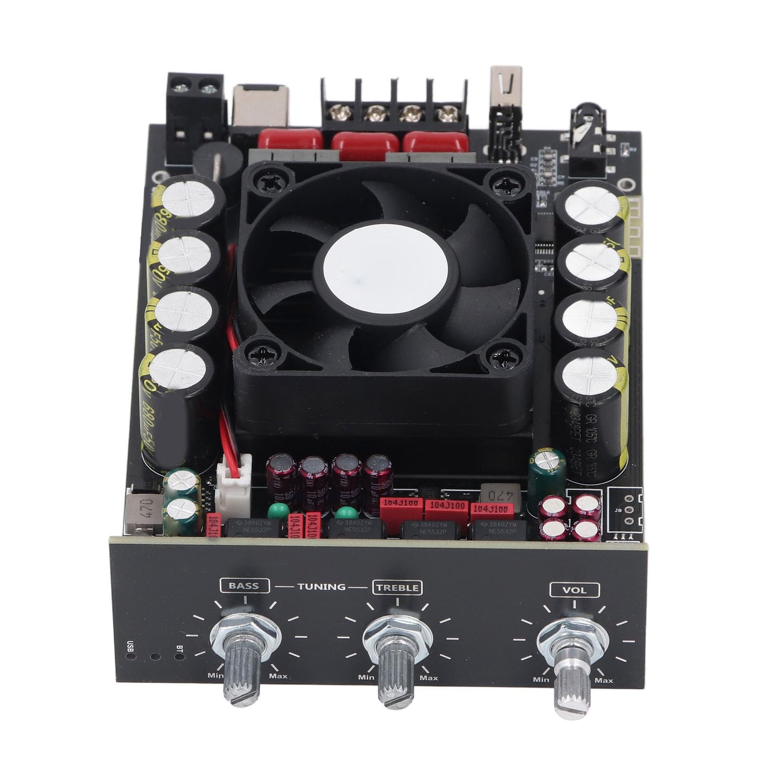 Carte d'amplificateur de Son Bluetooth 5.2 Module d'amplificateur de Puissance sonore d'entrée AUX Double Canal 220 W avec Court-Circuit et Protection Thermique Contrôle de