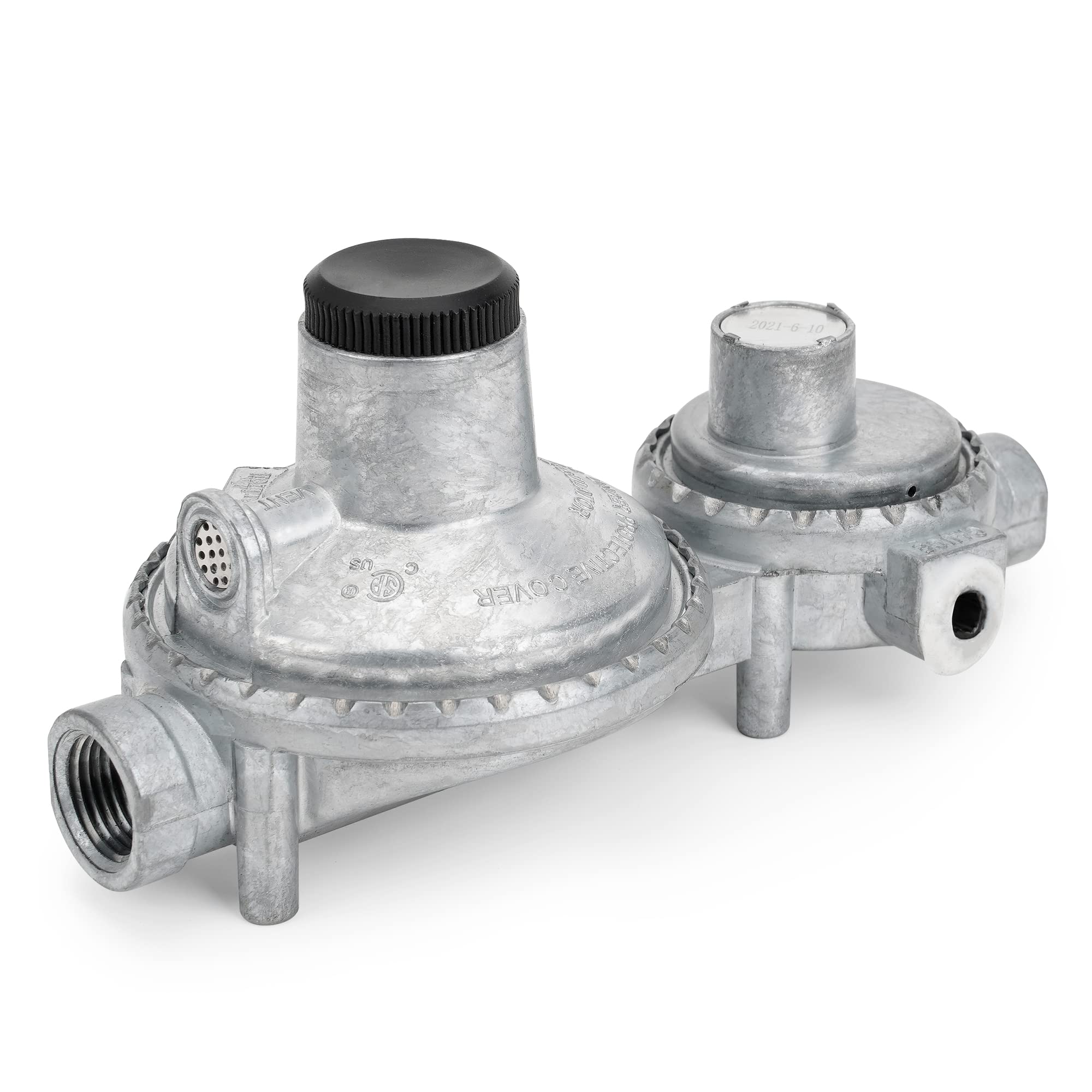 Stanbroil Pionowy dwustopniowy regulator propanu z żeńskim wylotem NPT 3/20.3 cm i żeńskim wlotem NPT 1/10.2 cm do zbiornika propanu