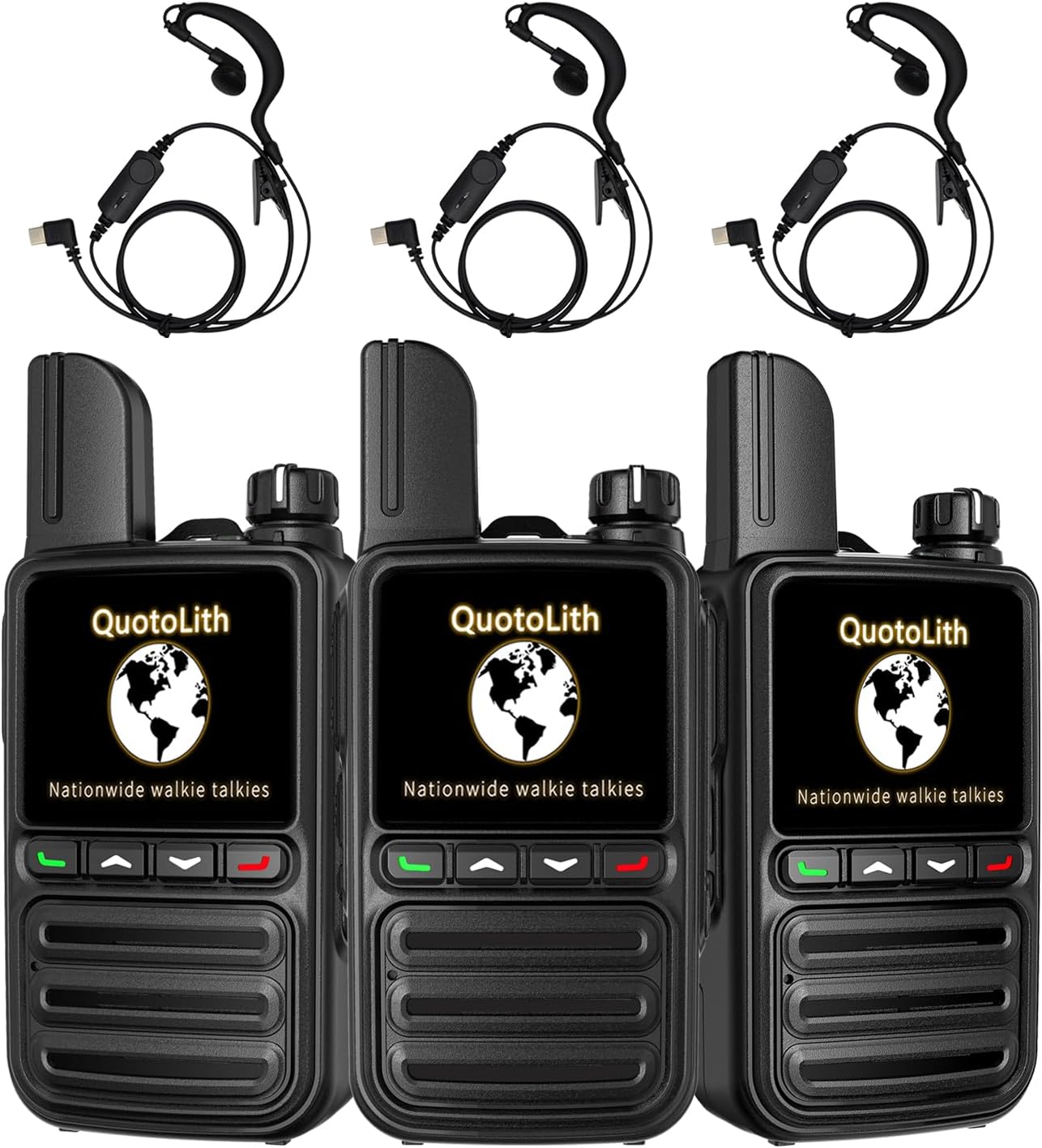 Long Range Walkie Talkies - Unlimited Nationwide Two-Way Radios with Free Lifetime SIM Card,4G PoC for Construction/Fleet Dispatch/Family Emergencies (Black (Includes Headphones) 3)