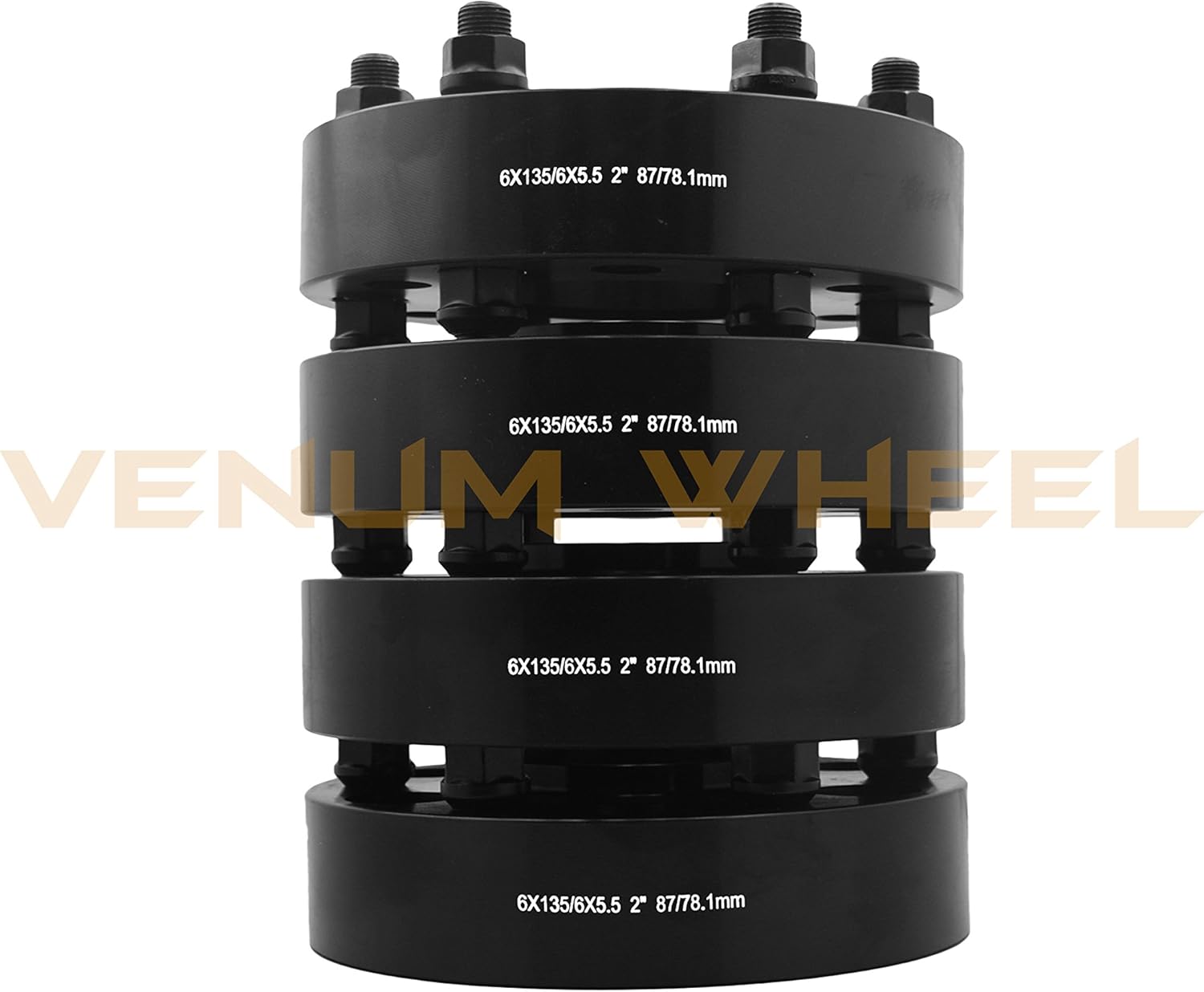 4 Pc 2" Thick Black Full Hub Centric Conversion Wheel Spacers Adapters 6x135 mm To 6x5.5" (6x139.7mm) - Allows You To Put 6x5.5” Wheels On 6x135 Truck + Thread Locker