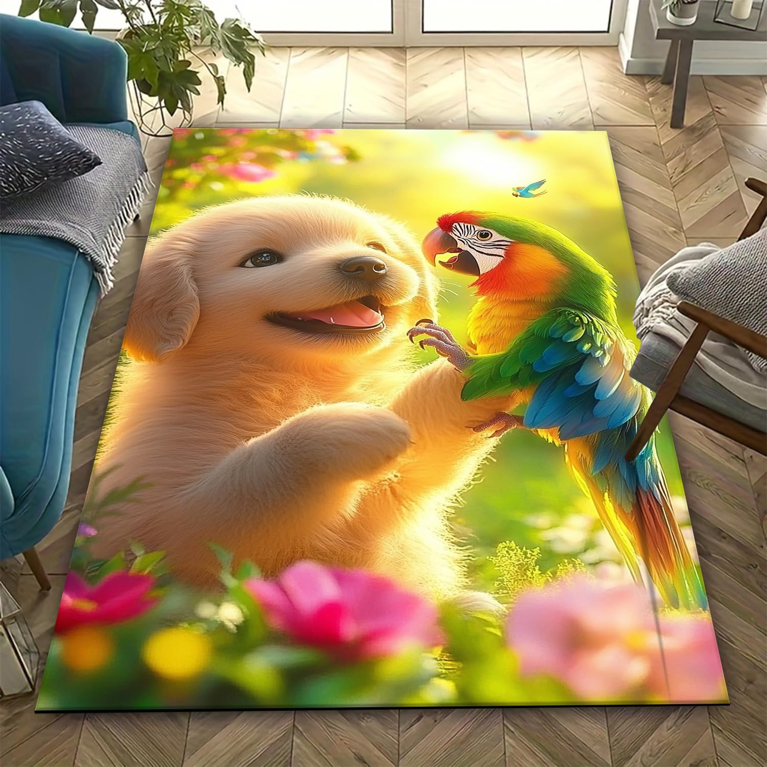 Tapis chien 3D pour salon chaleureux et espace de jeu doux pour enfants