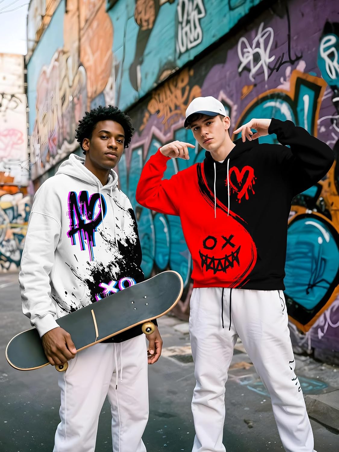 wangstar Mens Graphic Hoodies Pullover Cool Designer Hoodies for Men for Gen Z Cool Anime Funny Sweatshirts - Image 3