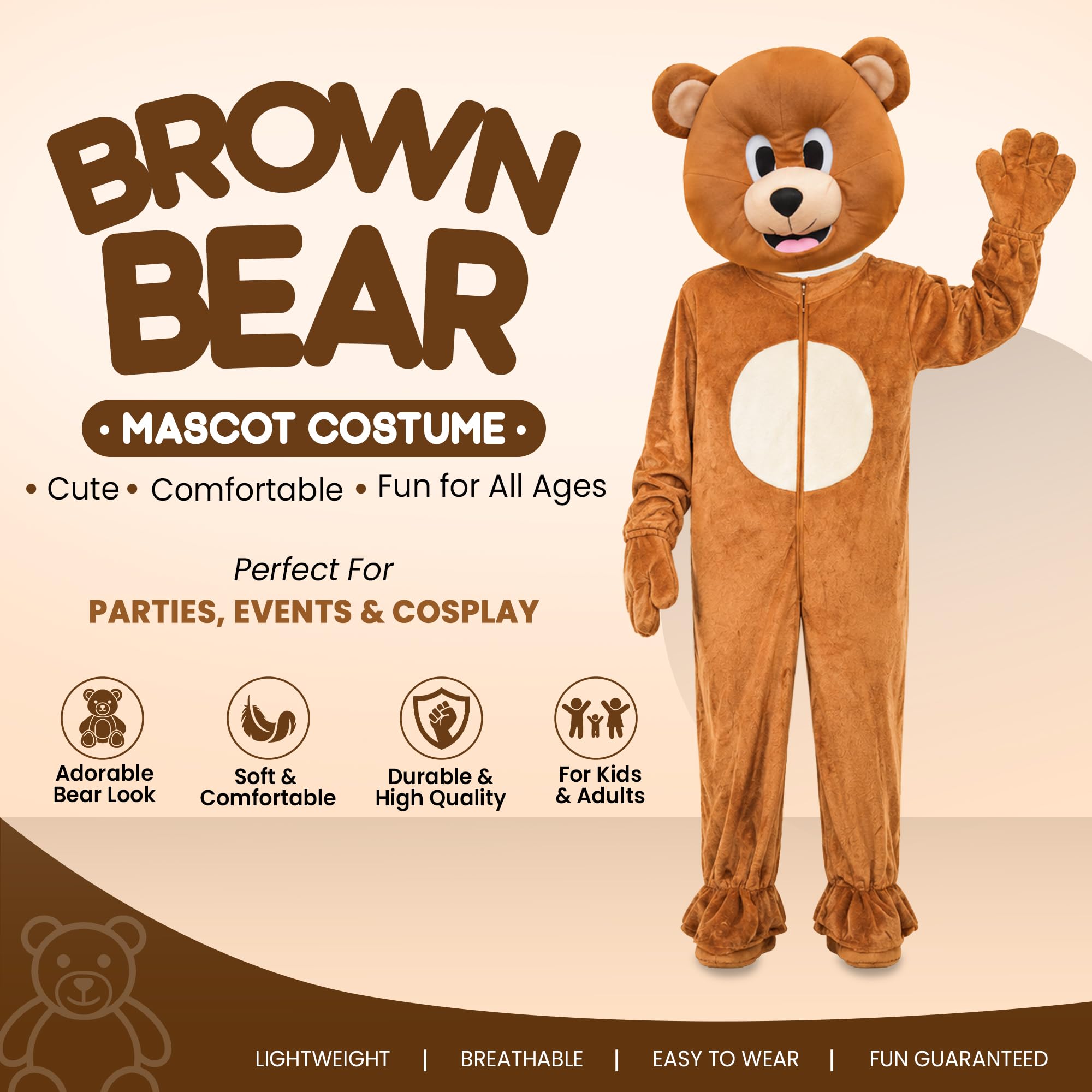 Dress Up America Kostium Pluszowy Niedźwiedź Brunatny Dla Dzieci I Dorosłych - Kostium Fabularny Niedźwiedzia Brunatnego - Piękne Kostiumy Cosplay Dla Dzieci I Dorosłych