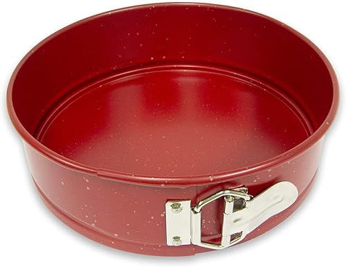 casaWare Molde desmontable de 9 pulgadas con revestimiento de cerámica antiadherente (granito rojo)