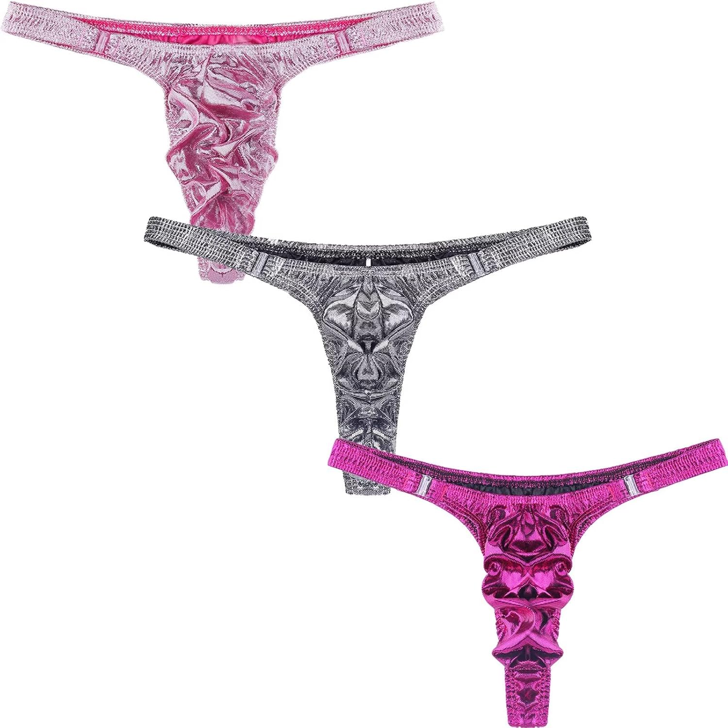 Faringoto Mens Lingerie Gay Jockstrap Tanga Thong Men Shiny Ruched Pouch Panties G-string Thong