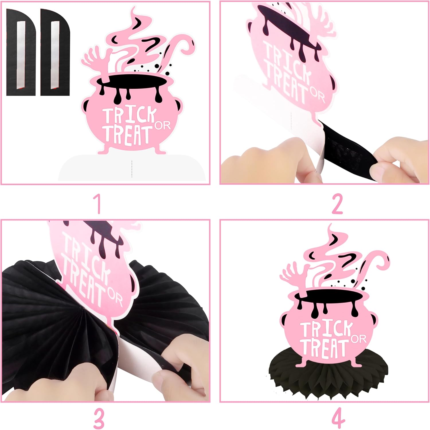 Halloween Party Honeycomb Centerpieces 12Pcs Happy Halloween Party Decorations for Girls Pink and Black Halloween Theme Centerpieces for Ghost Pumpkin Bat Witch Theme Party Baby Shower Supplies